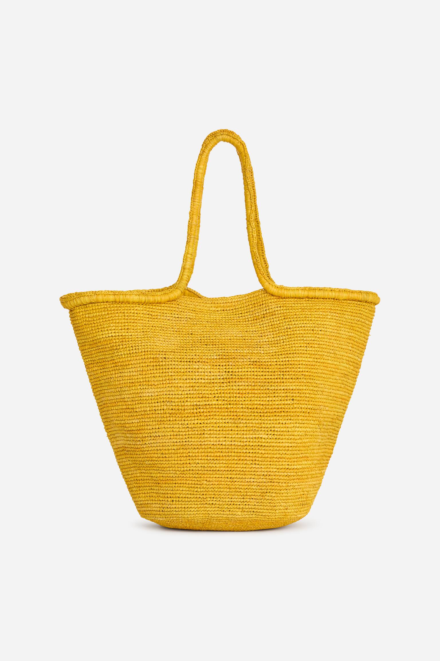 Τσάντα Tote Από Raffia-Κίτρινο - 2