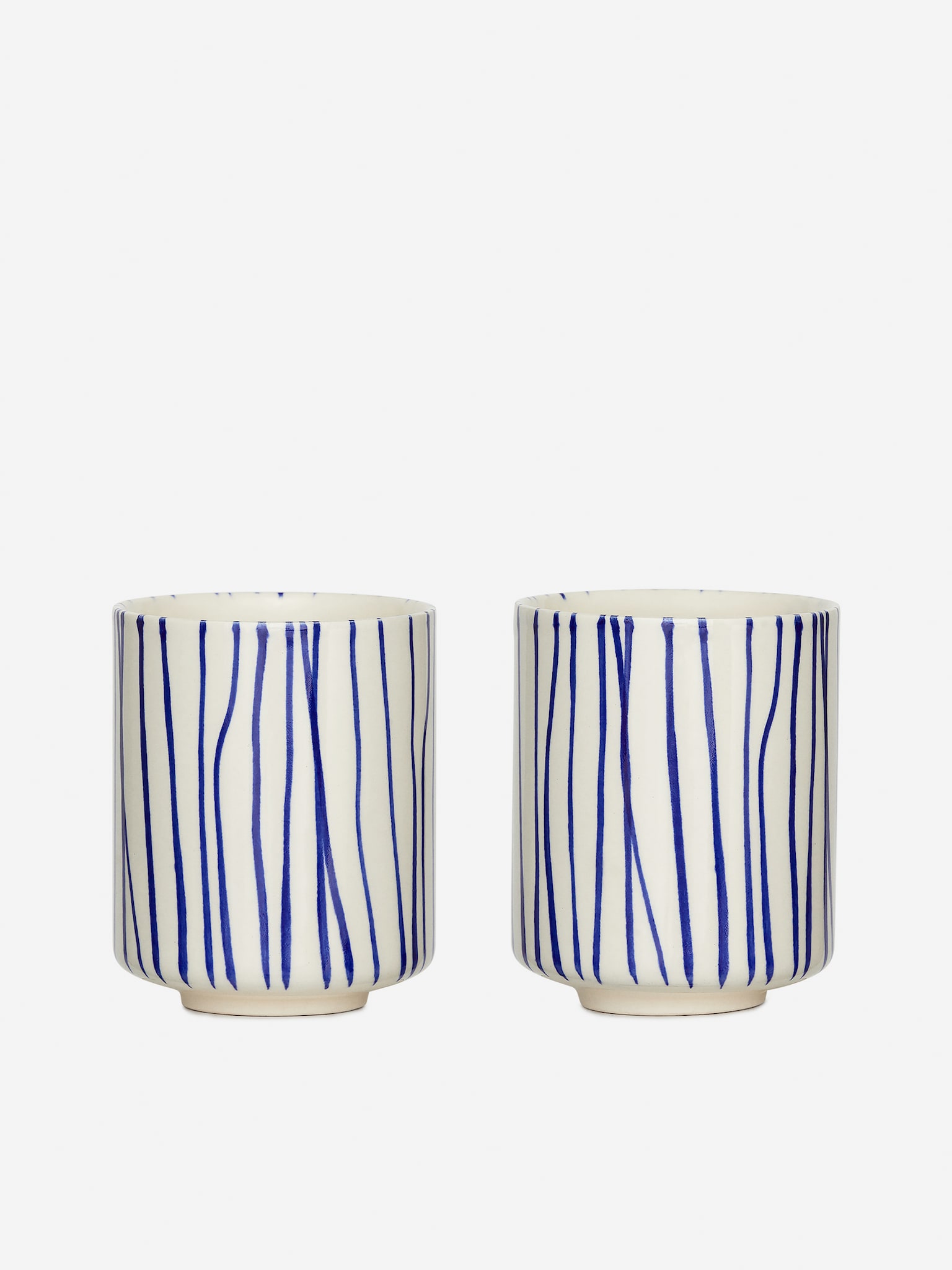 Stoneware Cups Set of 2 - White/Blue/Blue Dots/White/Blue/White/Blue/White/Dark Blue/Pink/Off White