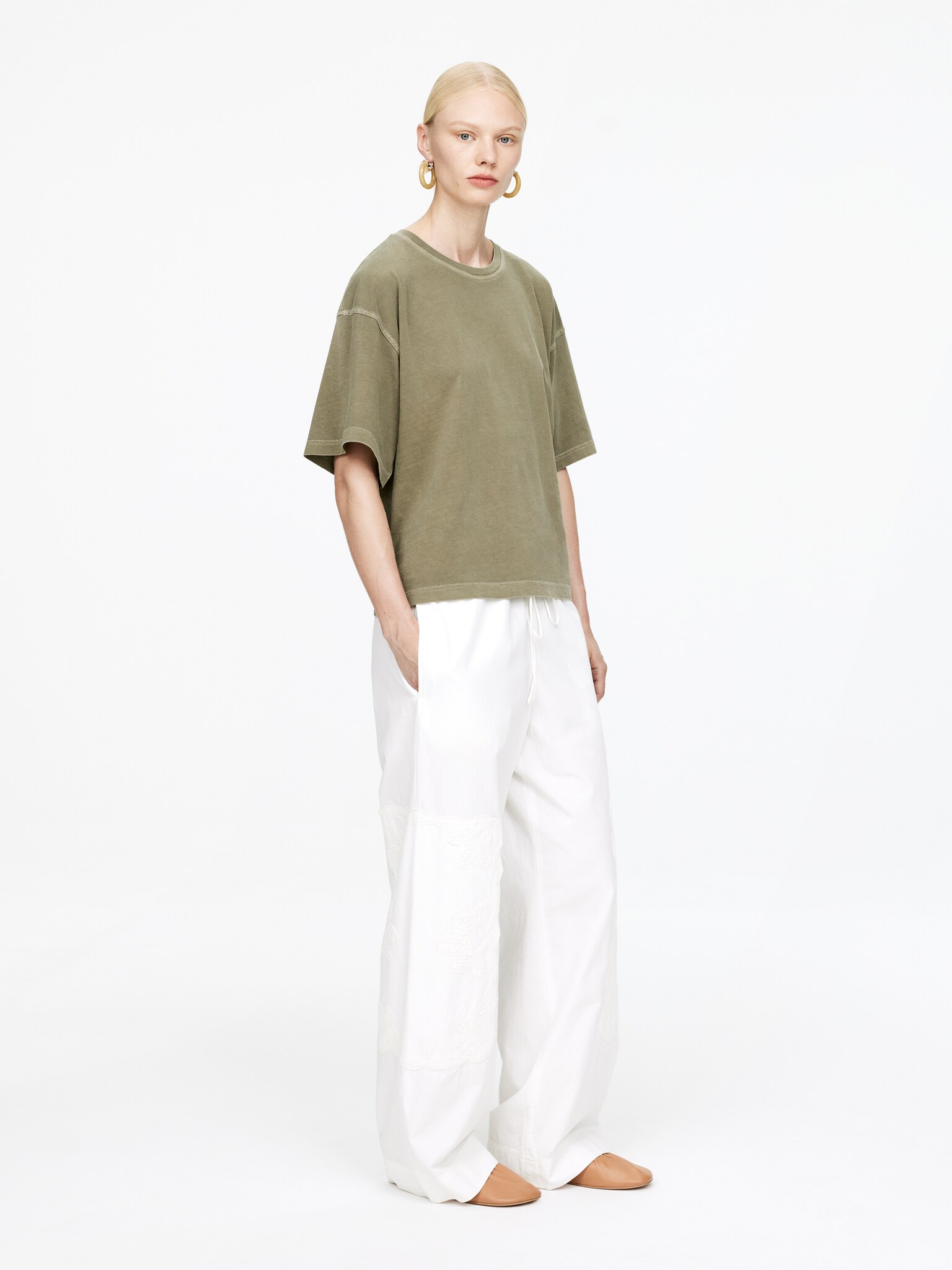 Bawełniany T-shirt - Zielony khaki/Czarny - 6