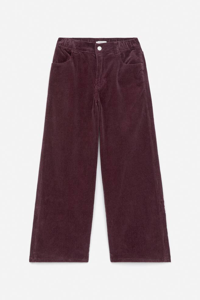 Wide Corduroy Trousers - Burgundy/Lilac/Pink/Floral - 1