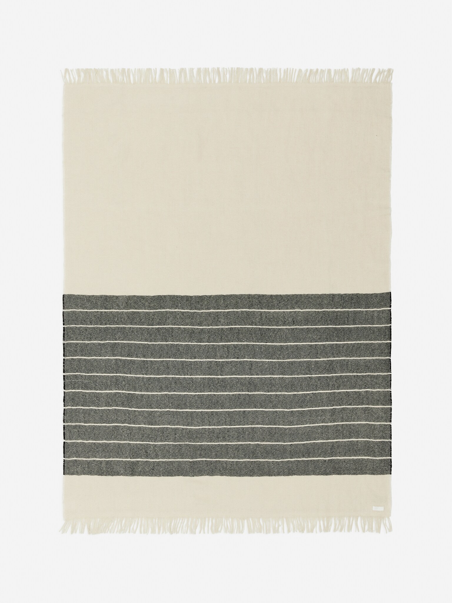 Coperta in lino e lana - Bianco sporco/Nero