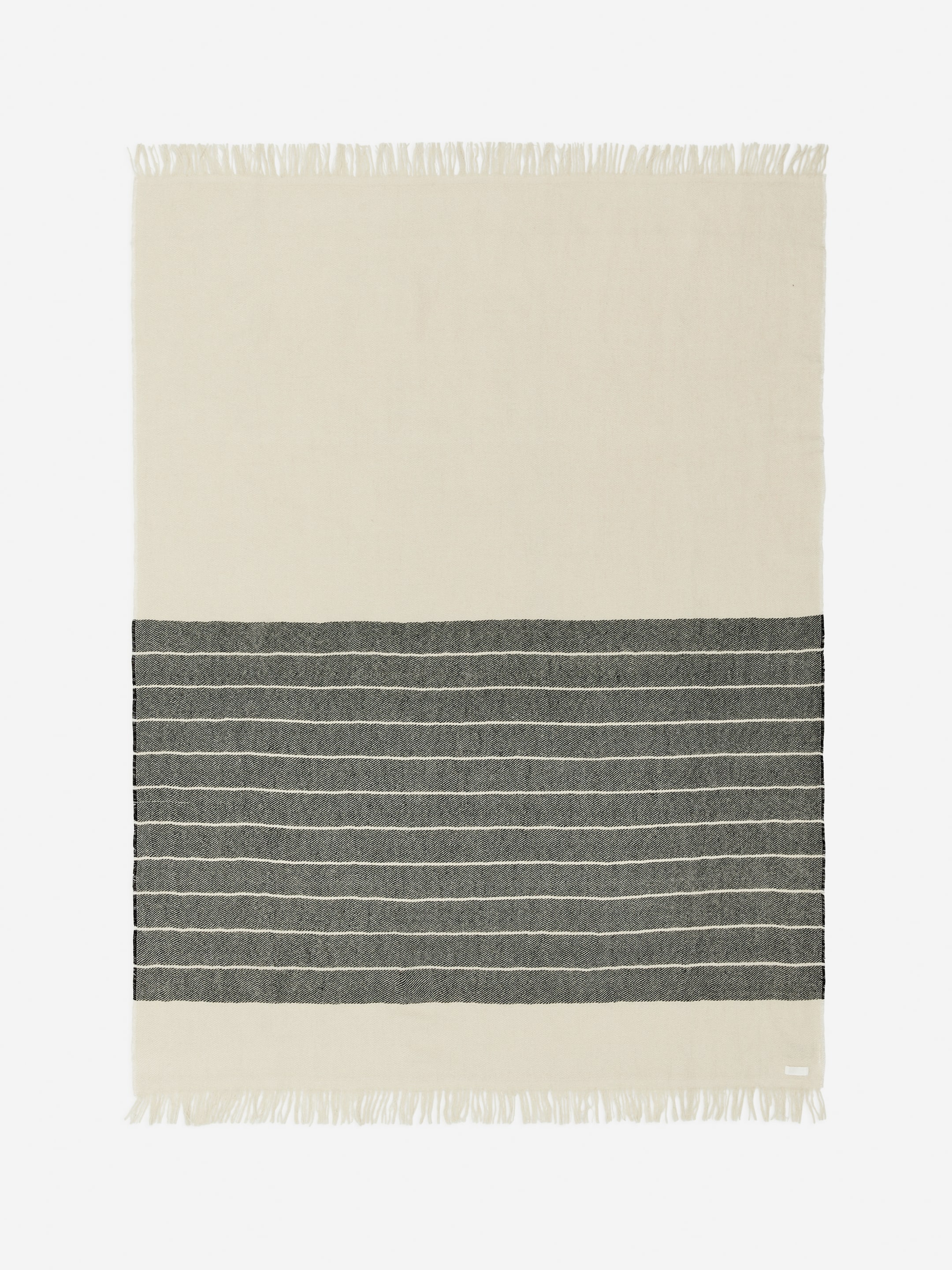 Grösseres Bild ansehen: Decke aus Leinen und Wolle - Cremeweiß/Schwarz - HOME | H&M CH 1
