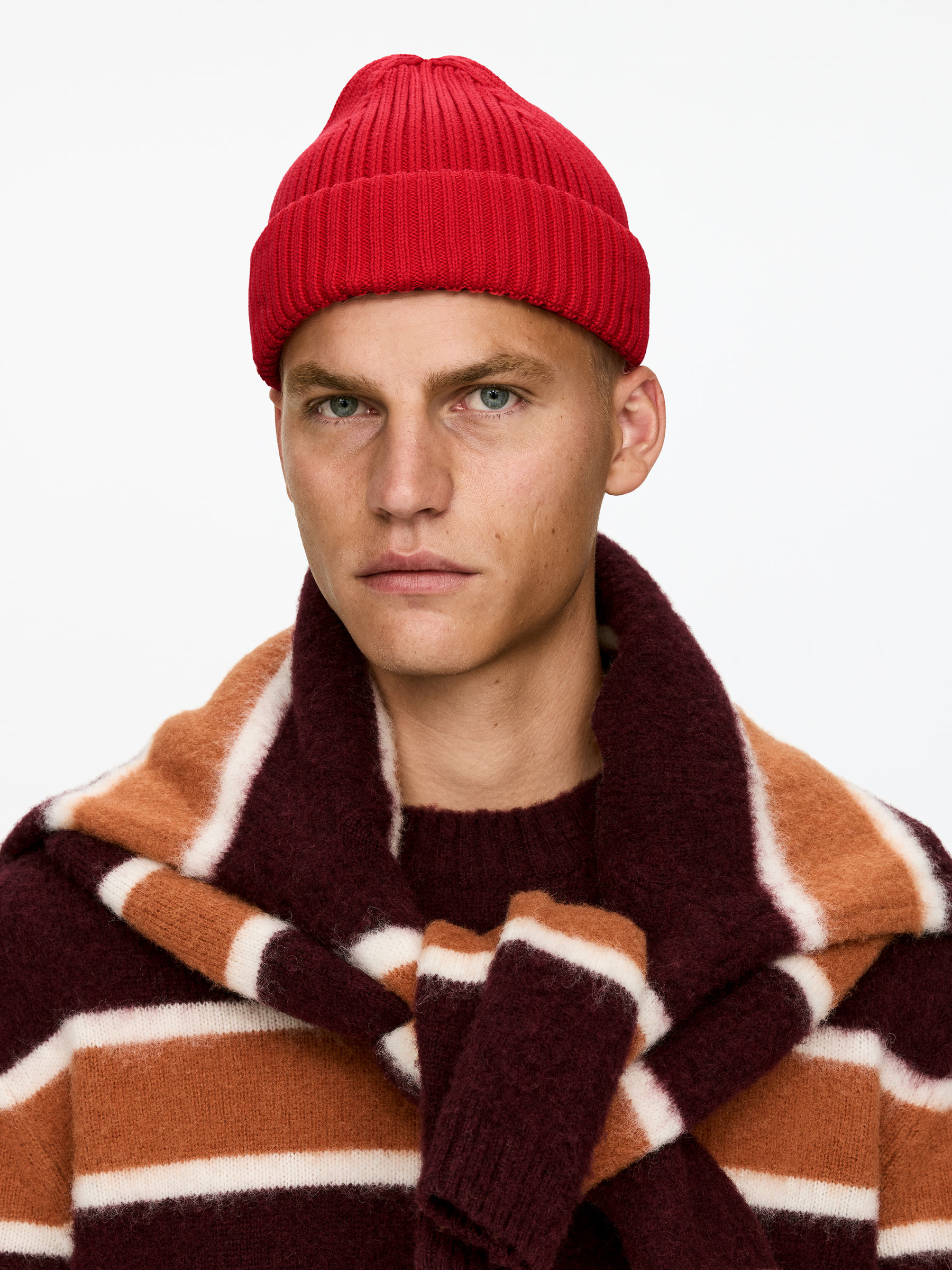 Ribbad bomullsmössa - Röd - Men - StillMedia/Lookbook - 5