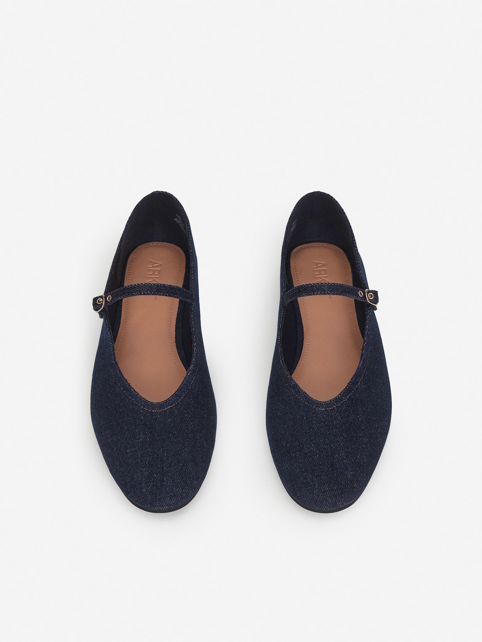 Denim Mary Jane Flats - Dark Blue - 4