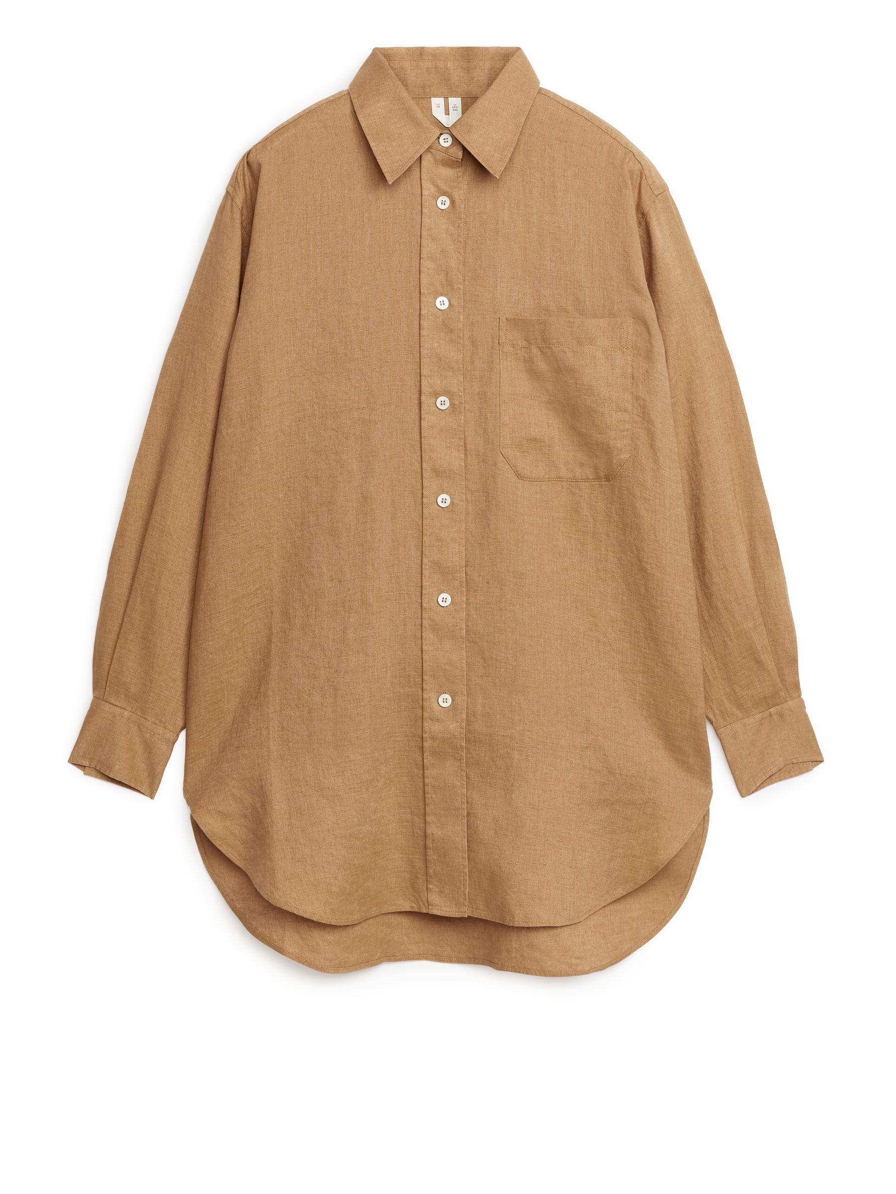 Oversized Linen Shirt - Dark Beige - Oversized - Women - StillMedia/DescriptiveStillLife - 1