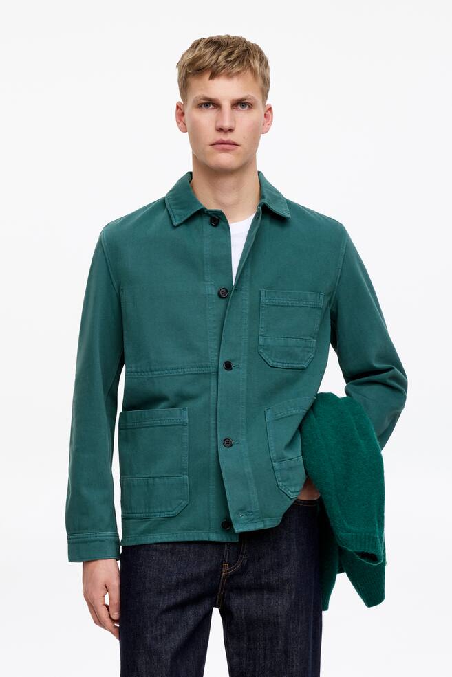 Überhemd aus überfärbtem Twill - Grün/Dunkelblau/Ultramarinblau - 2