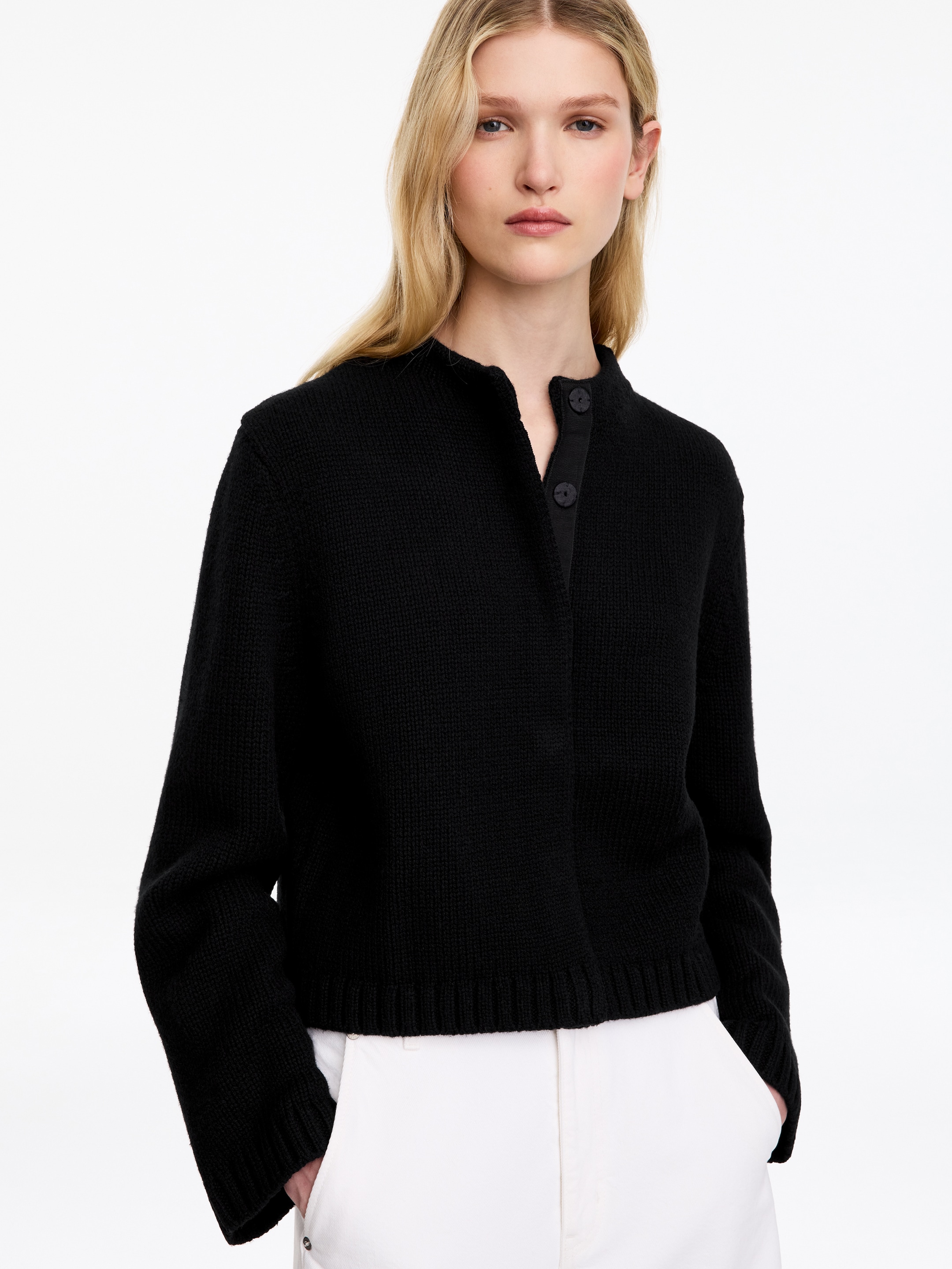 Cardigan in lana con collo a lupetto - Nero - Regular fit - women - StillMedia/Lookbook - 4