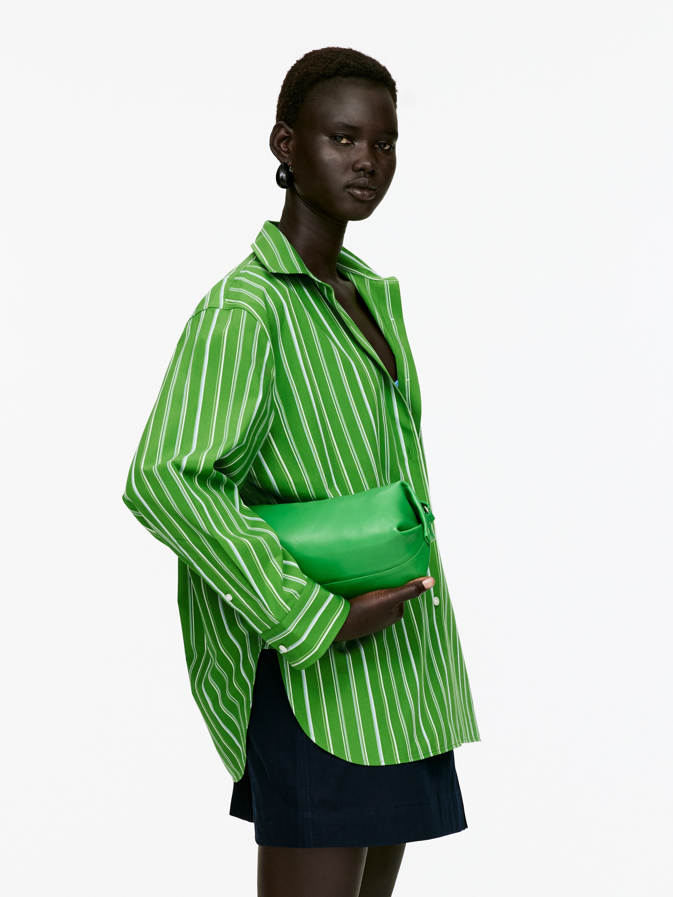 Grotere afbeelding bekijken: Relaxed Poplin Shirt - Groen/gestreept - DAMES | H&M BE 2
