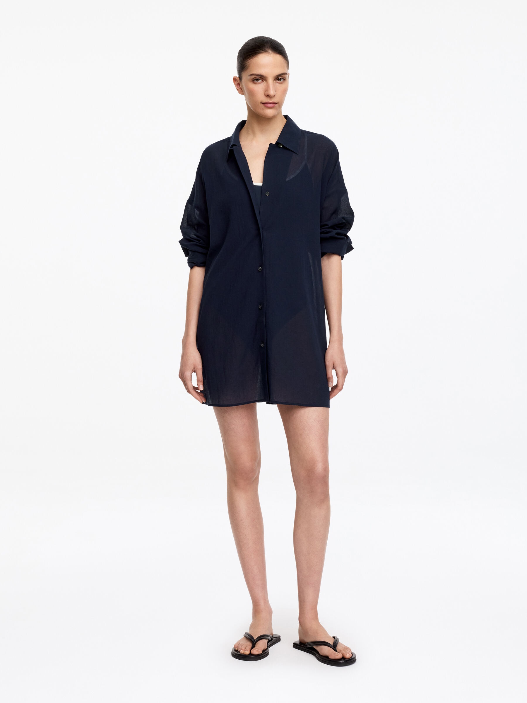 Chemise allongée - Bleu marine - Regular fit - Femme - StillMedia/Lookbook - 6