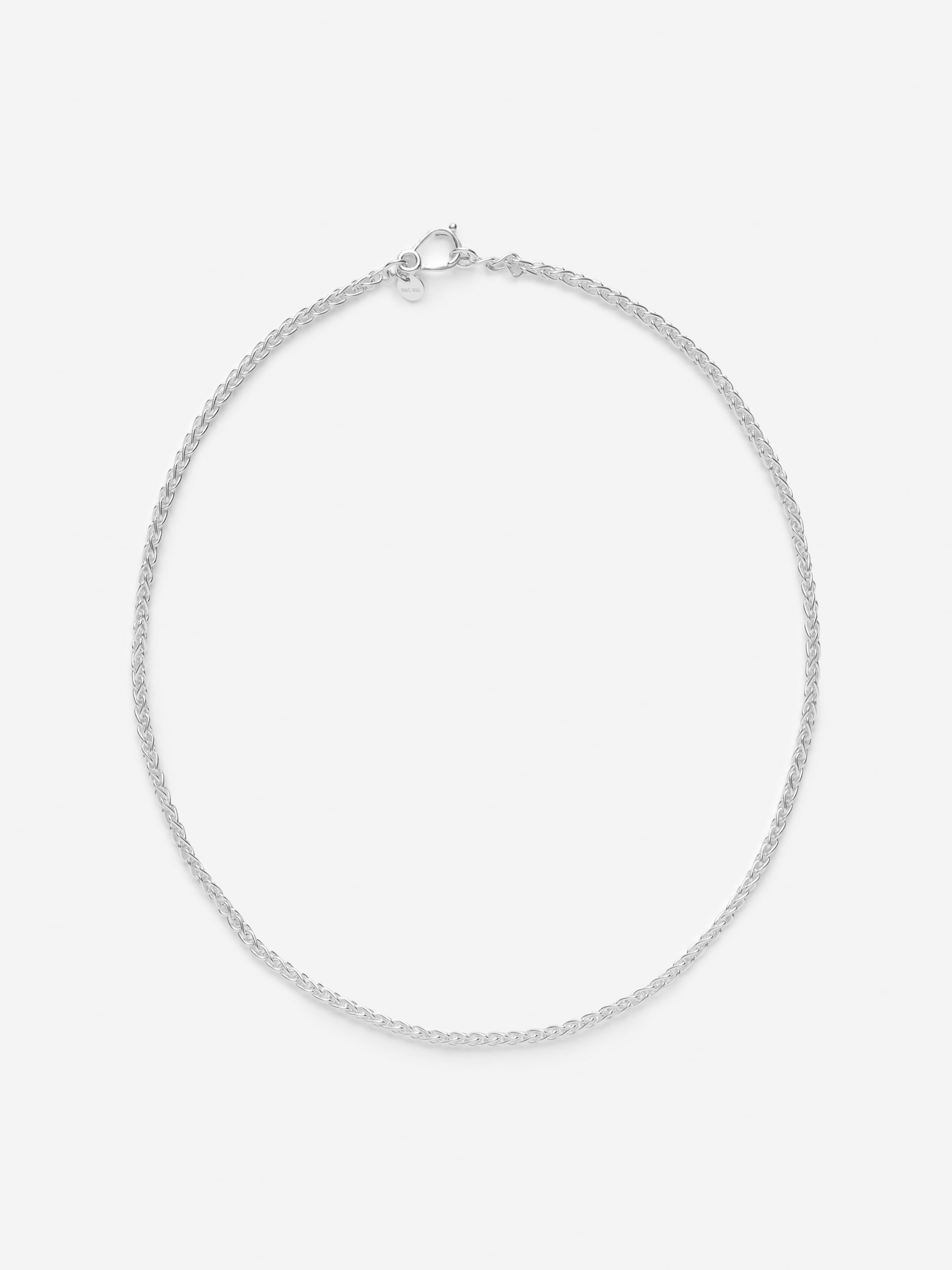 Collar de cadena de trigo de plata de ley-Grey-14667