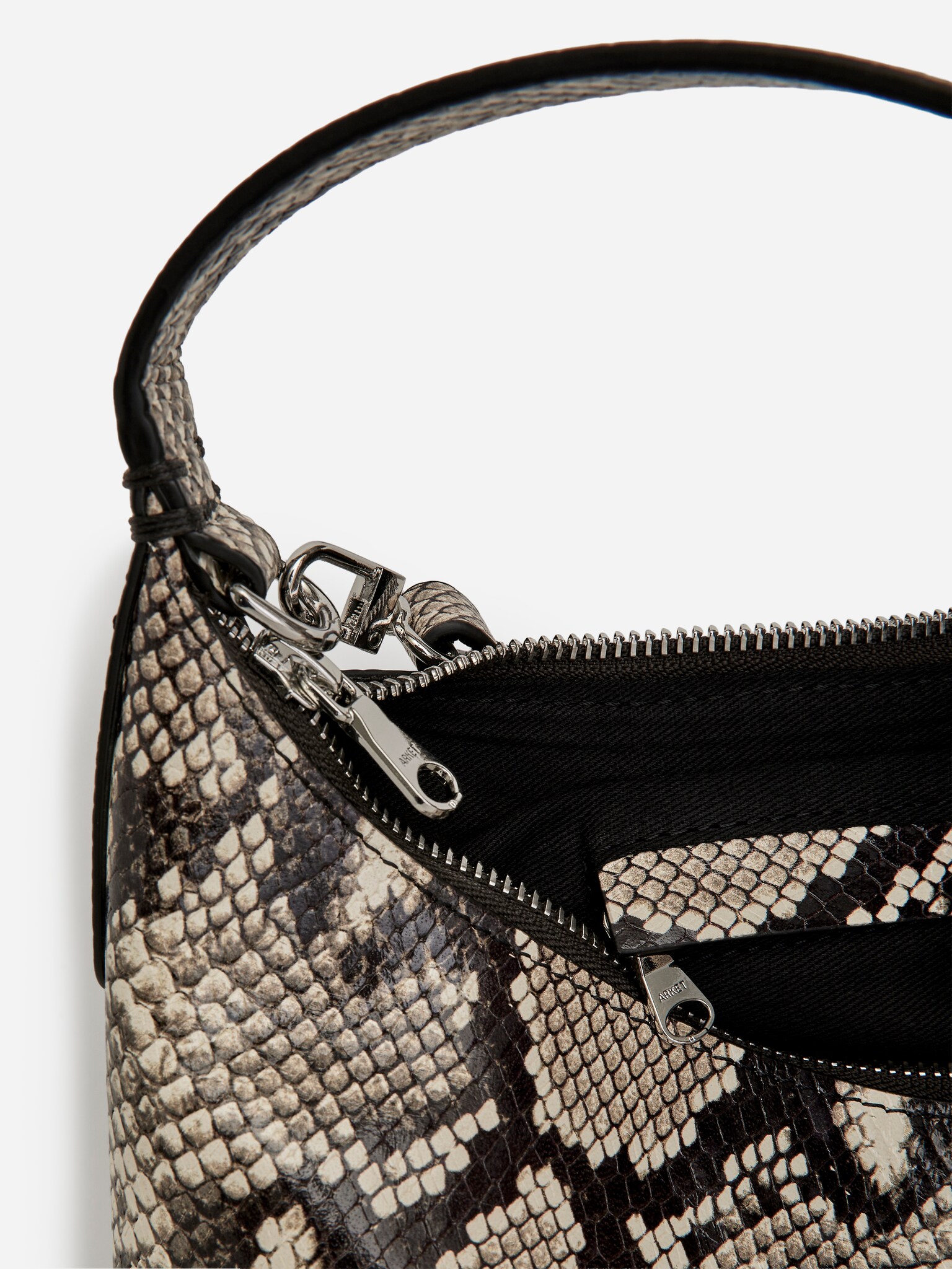 Sac carré en cuir - Noir/Motif serpent - 6
