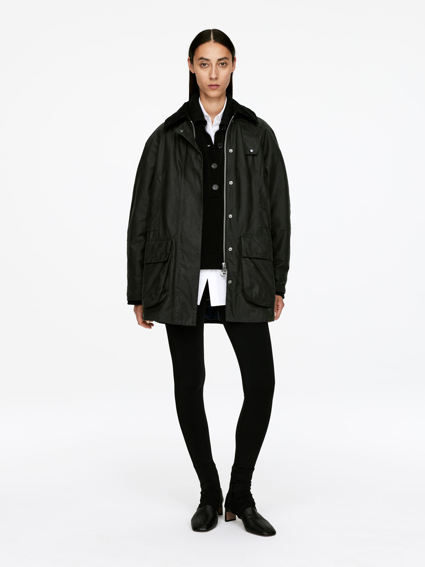 ARKET and Barbour vaxad bomullsjacka-#4C5353-17246