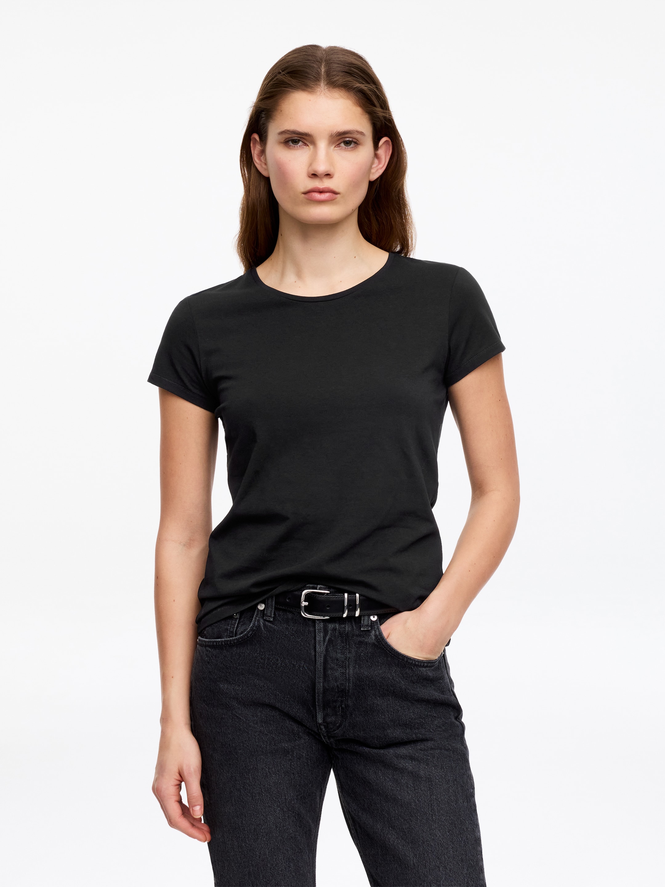 Schmales T-Shirt mit Flügelärmeln-#272627-18163
