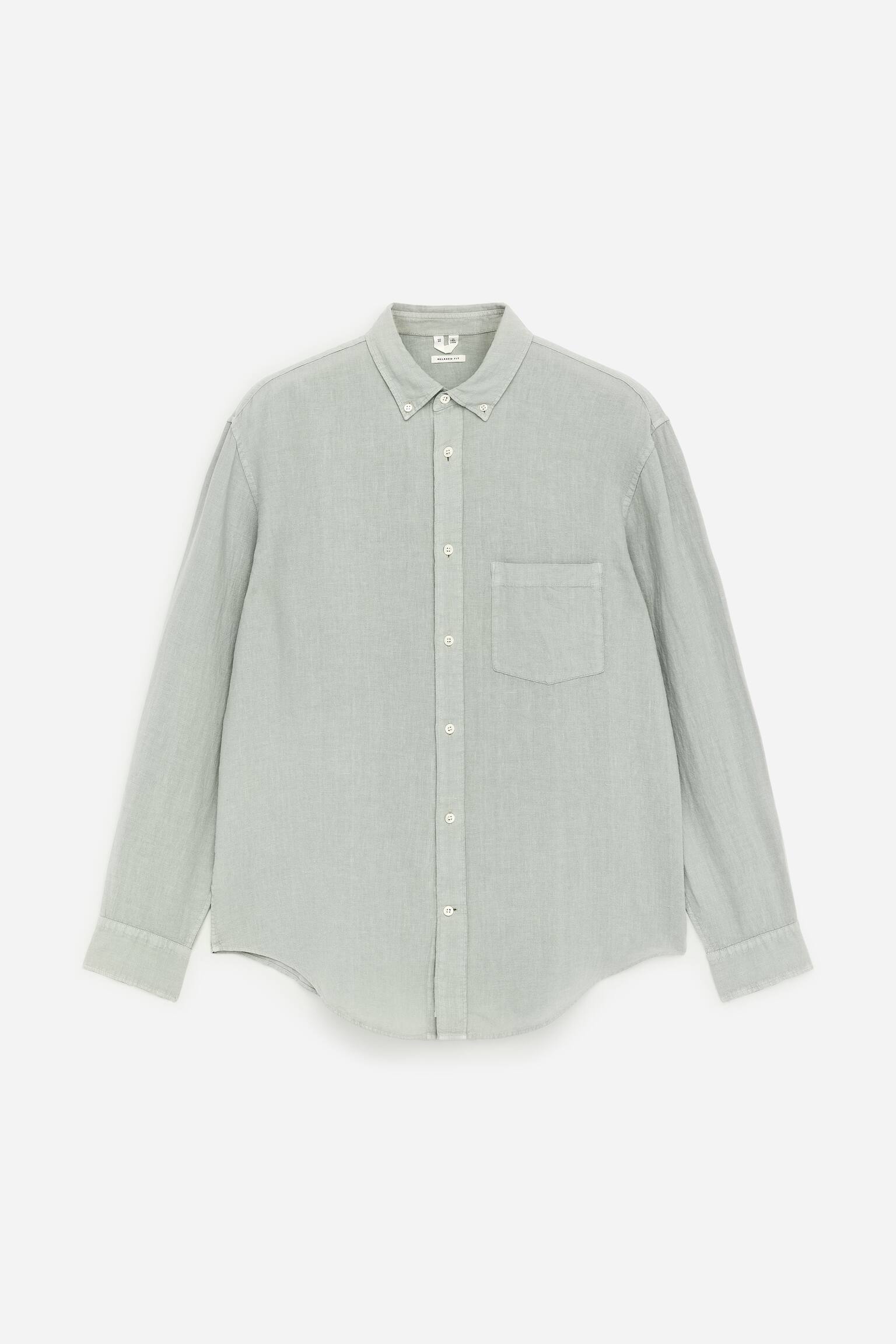 Vid linneskjorta - Mintgrön/Mörkblå/Off-white/Mörk dimrosa - 2