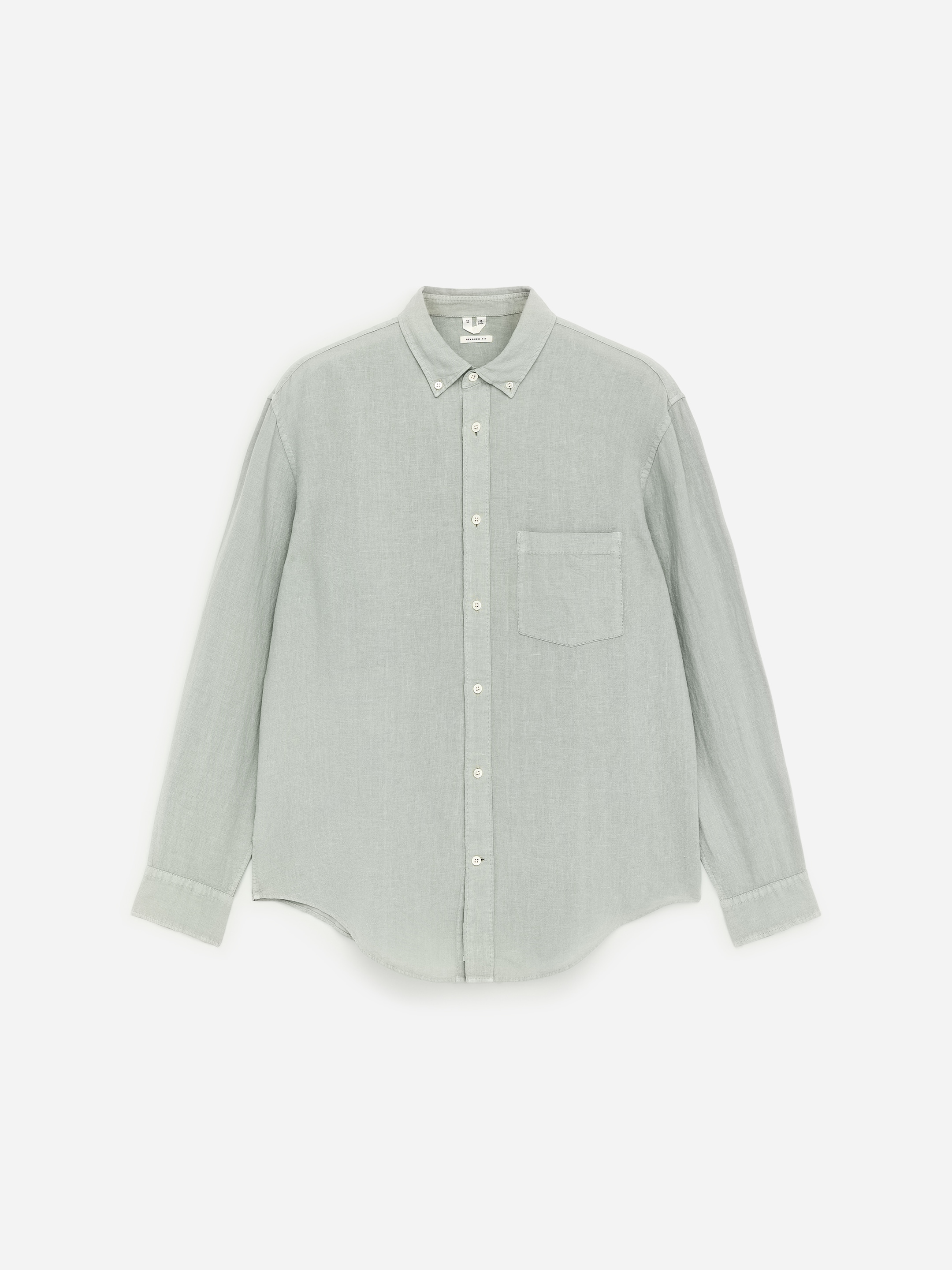 Relaxed Linen Shirt-#B3B9B4-18569