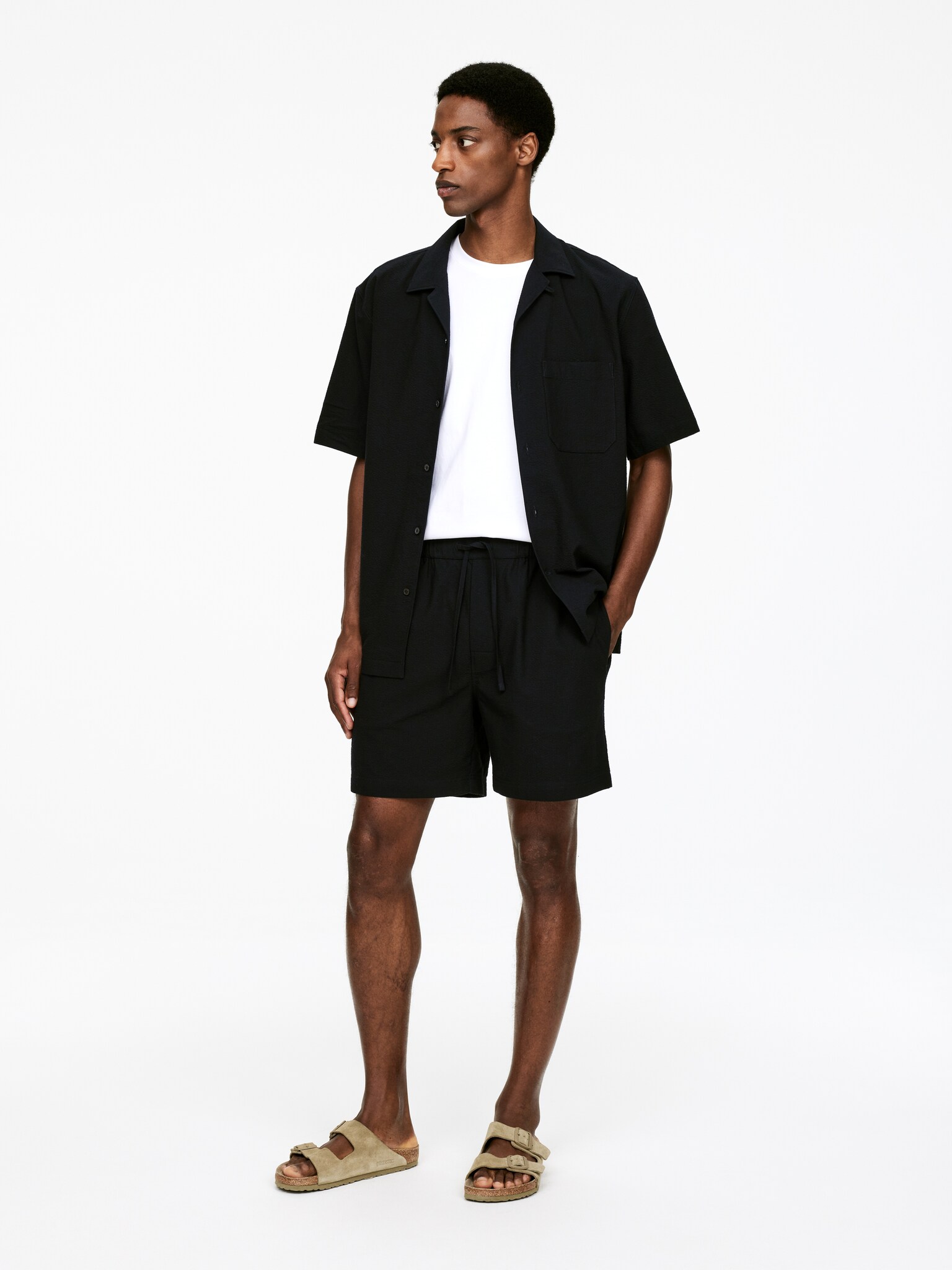 Short en seersucker - Noir/Taupe - 3
