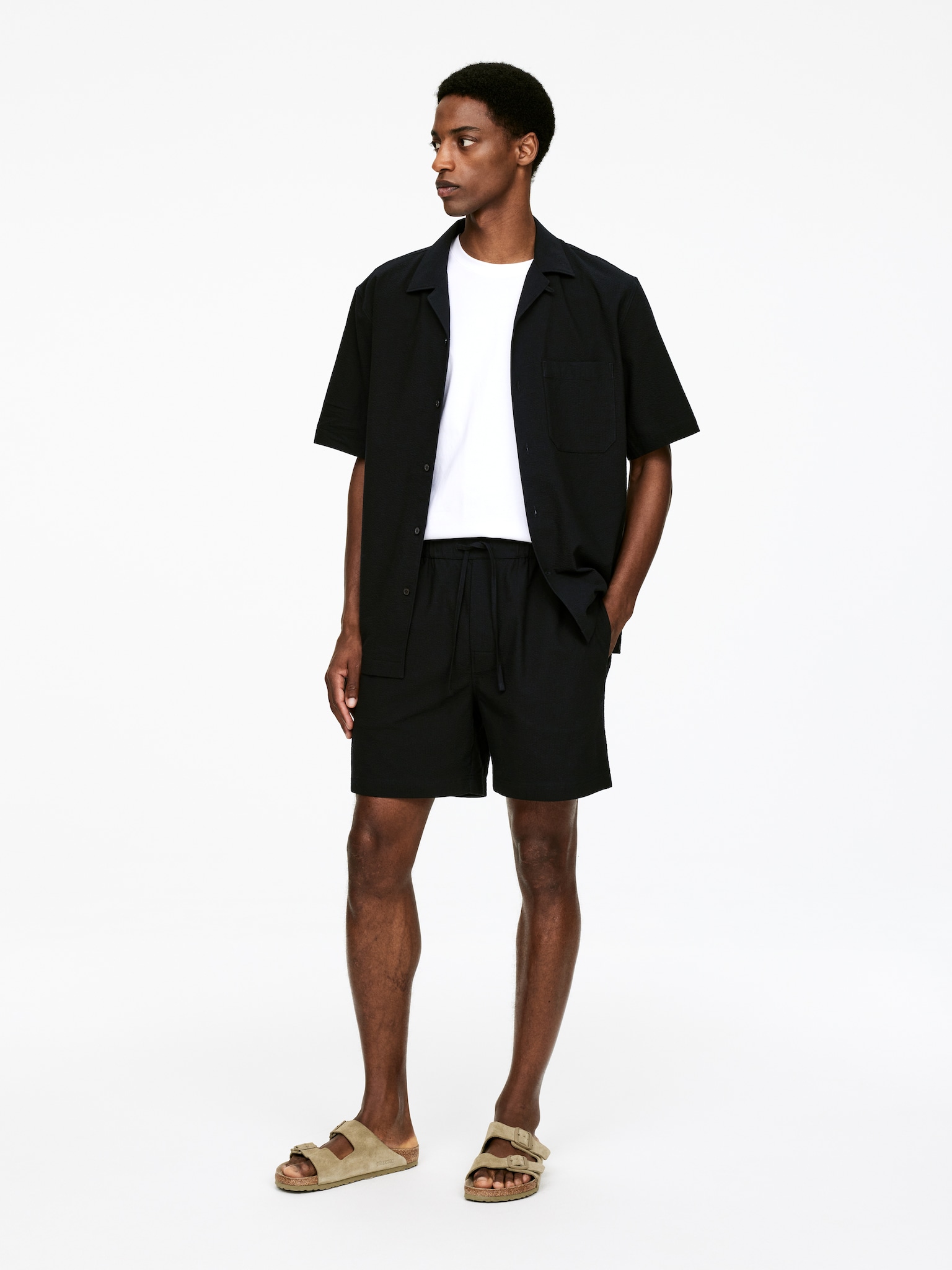 Short en seersucker - Noir/Taupe - 6