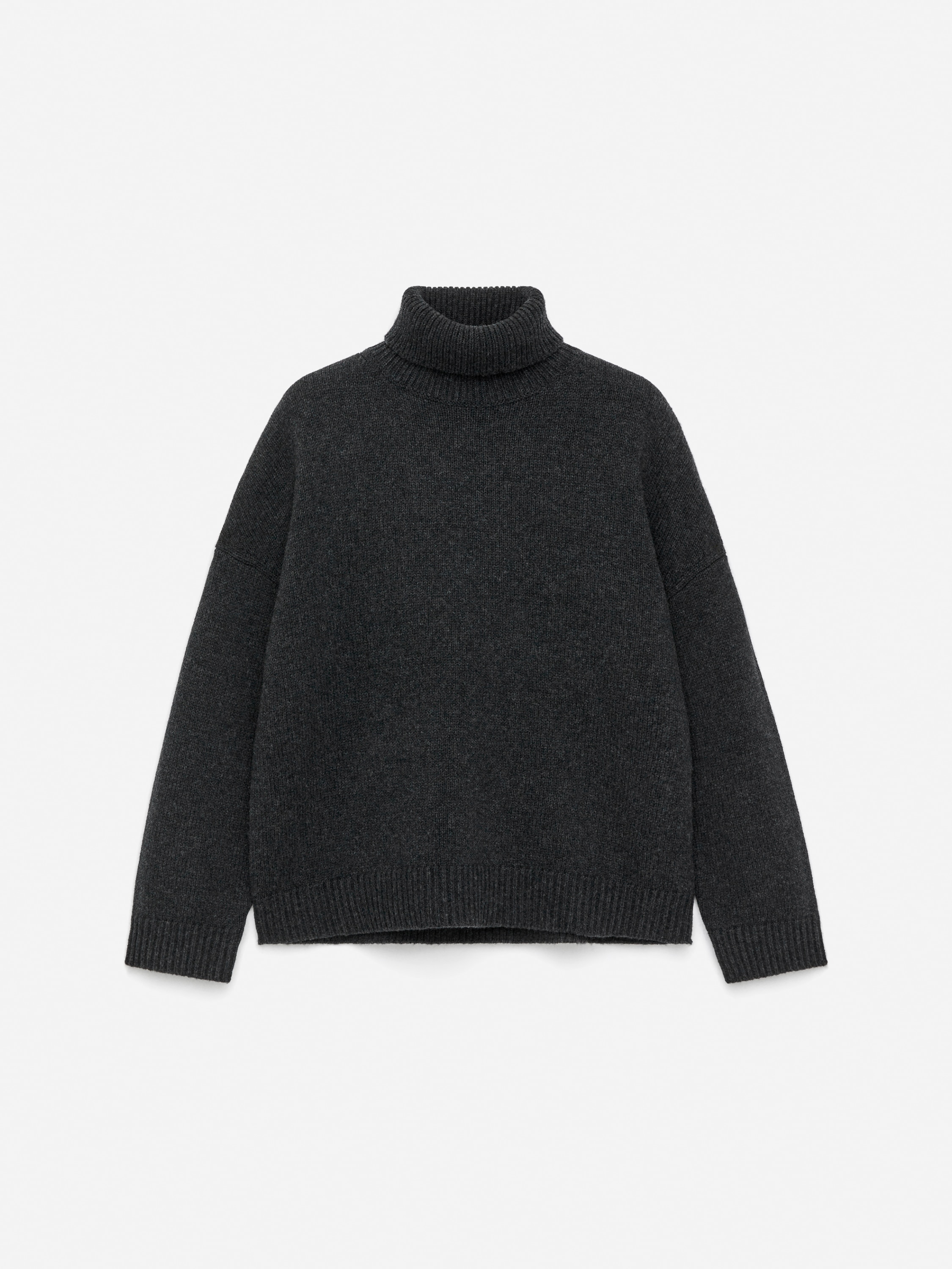 Pull col roulé en laine - gris/Beige