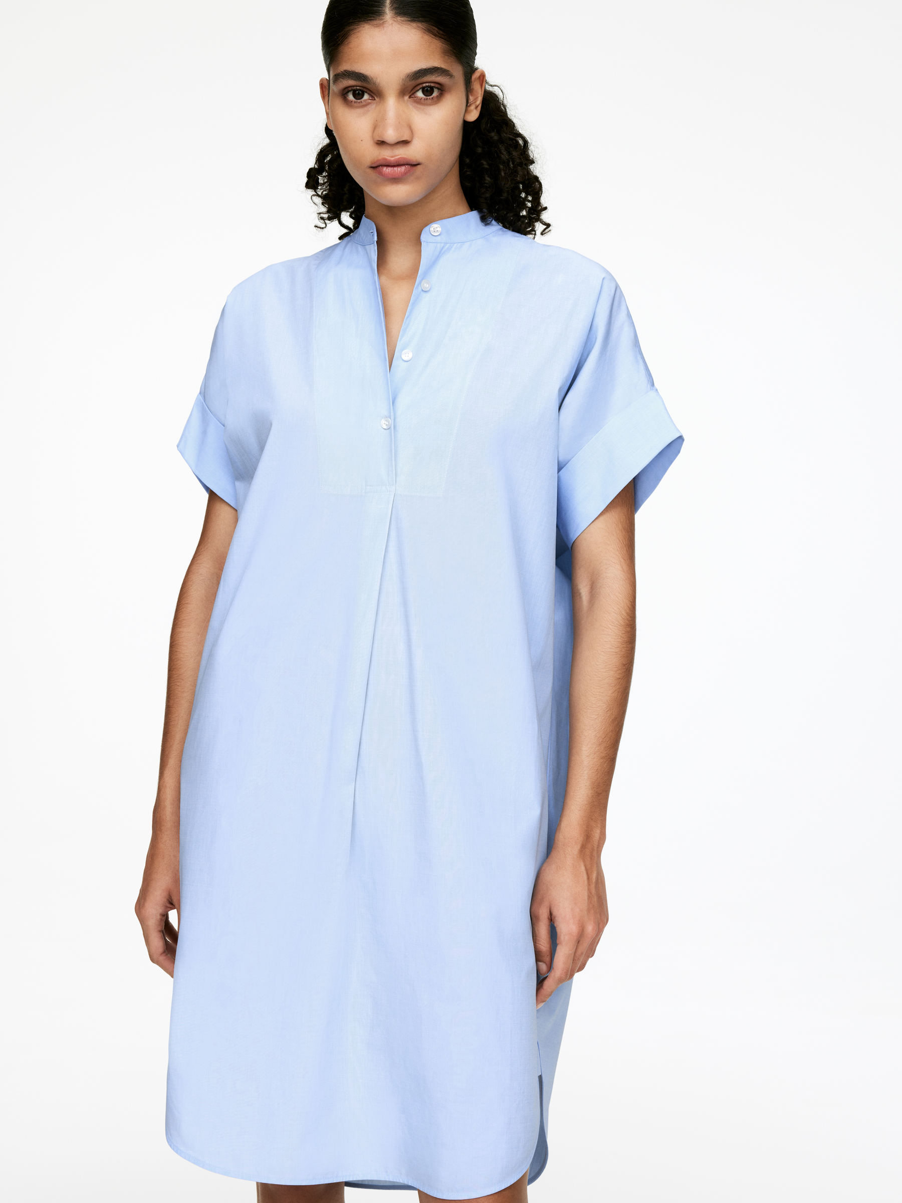 Cotton Shirt Dress - Light Blue - Regular fit - Women - StillMedia/Lookbook - 3