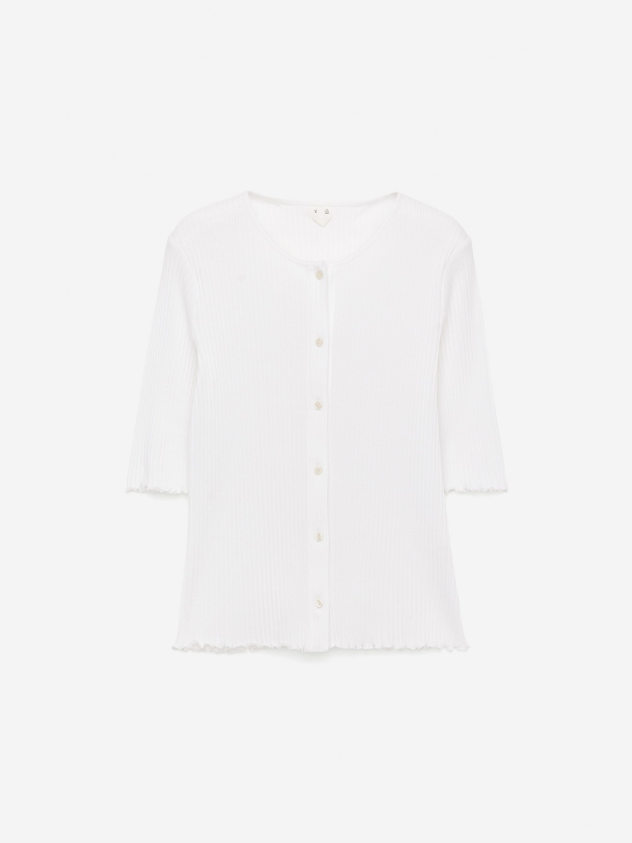 Pointelle Cotton Cardigan-#FFFFFF-15111
