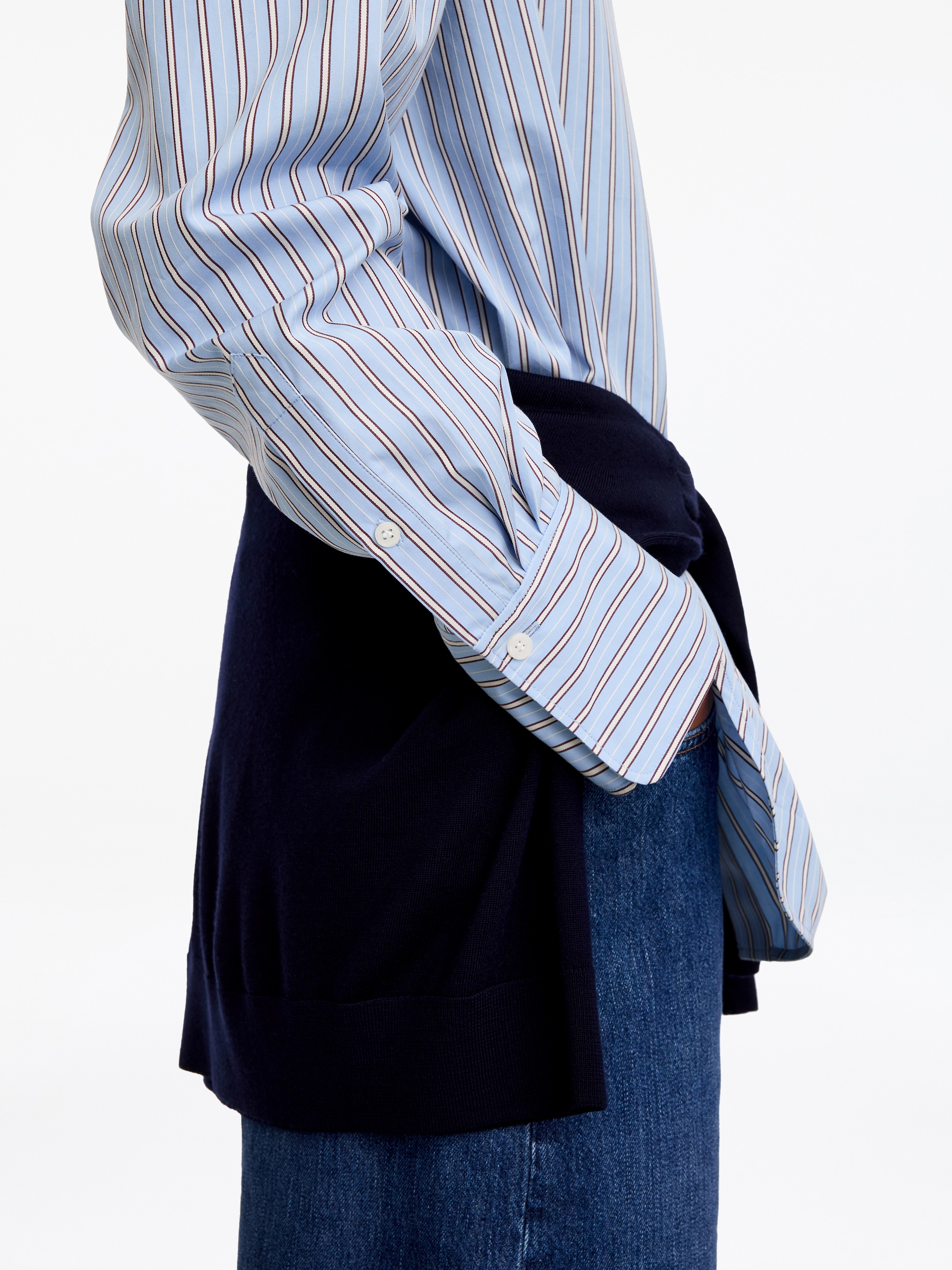 Relaxed-Fit Poplin Shirt - Light Blue/Burgundy - Loose fit - women - StillMedia/Lookbook - 2