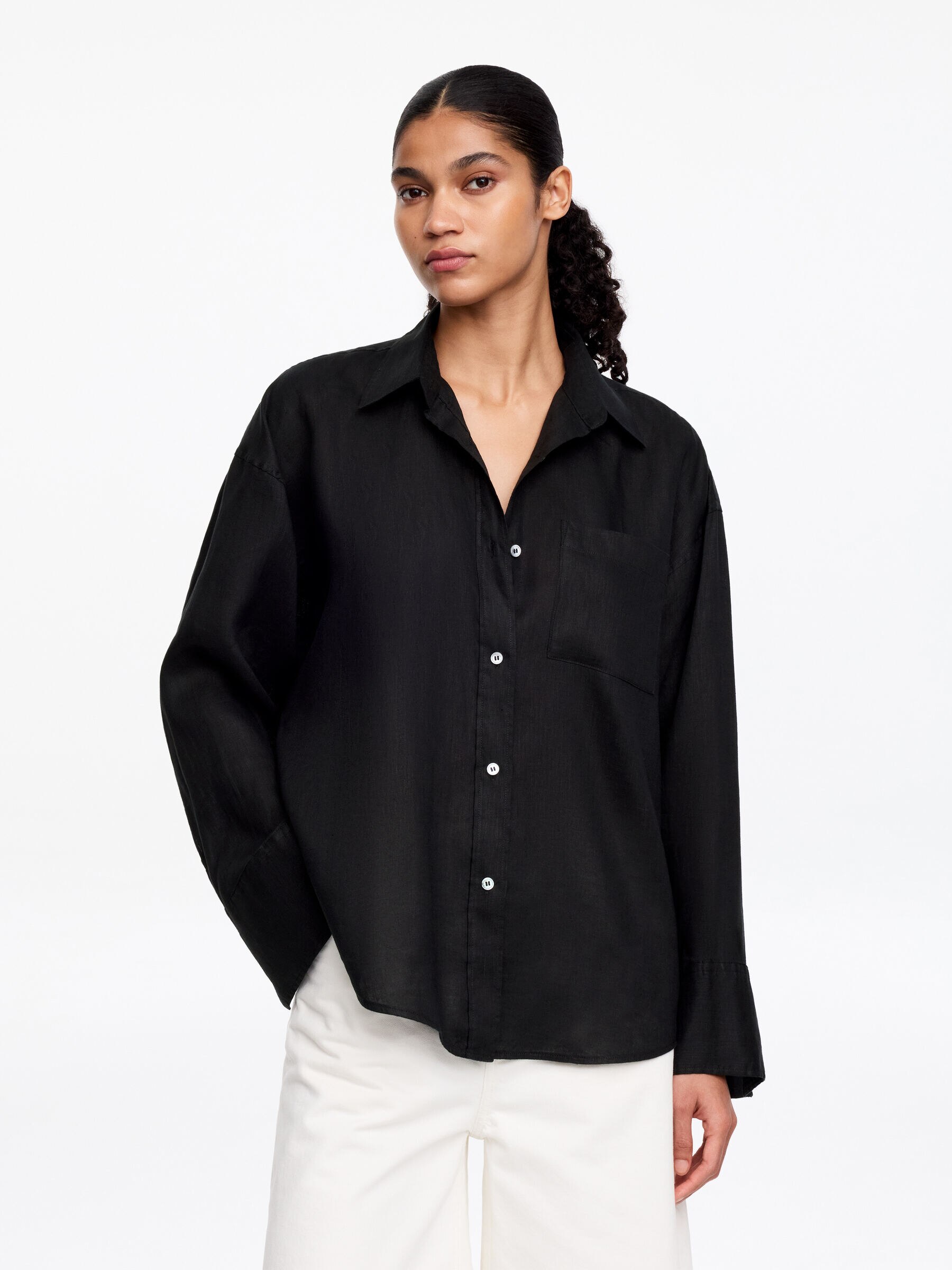 Camicia in lino - Nero - Regular fit - Women - StillMedia/Lookbook - 10