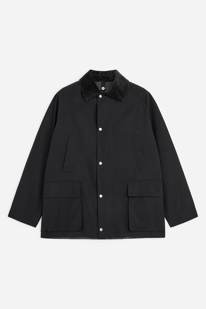 Waxed Mid-Length Coat - Black - 1
