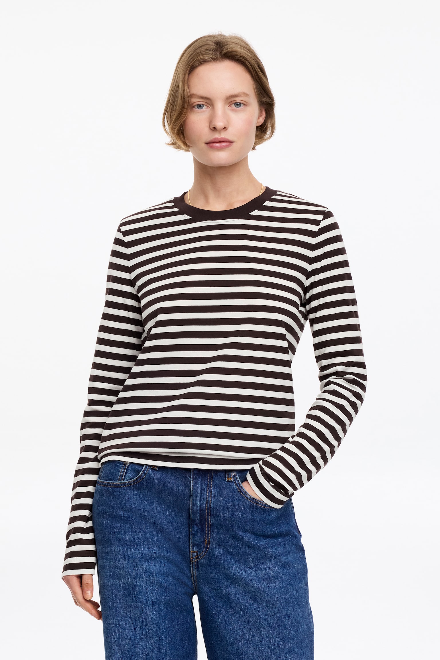 Signature Long-Sleeve T-Shirt - Brown/White/Black/Pink/Burgundy/White/Grey/Red/Brown/White/Green/Off White/Bright Blue/White - 1