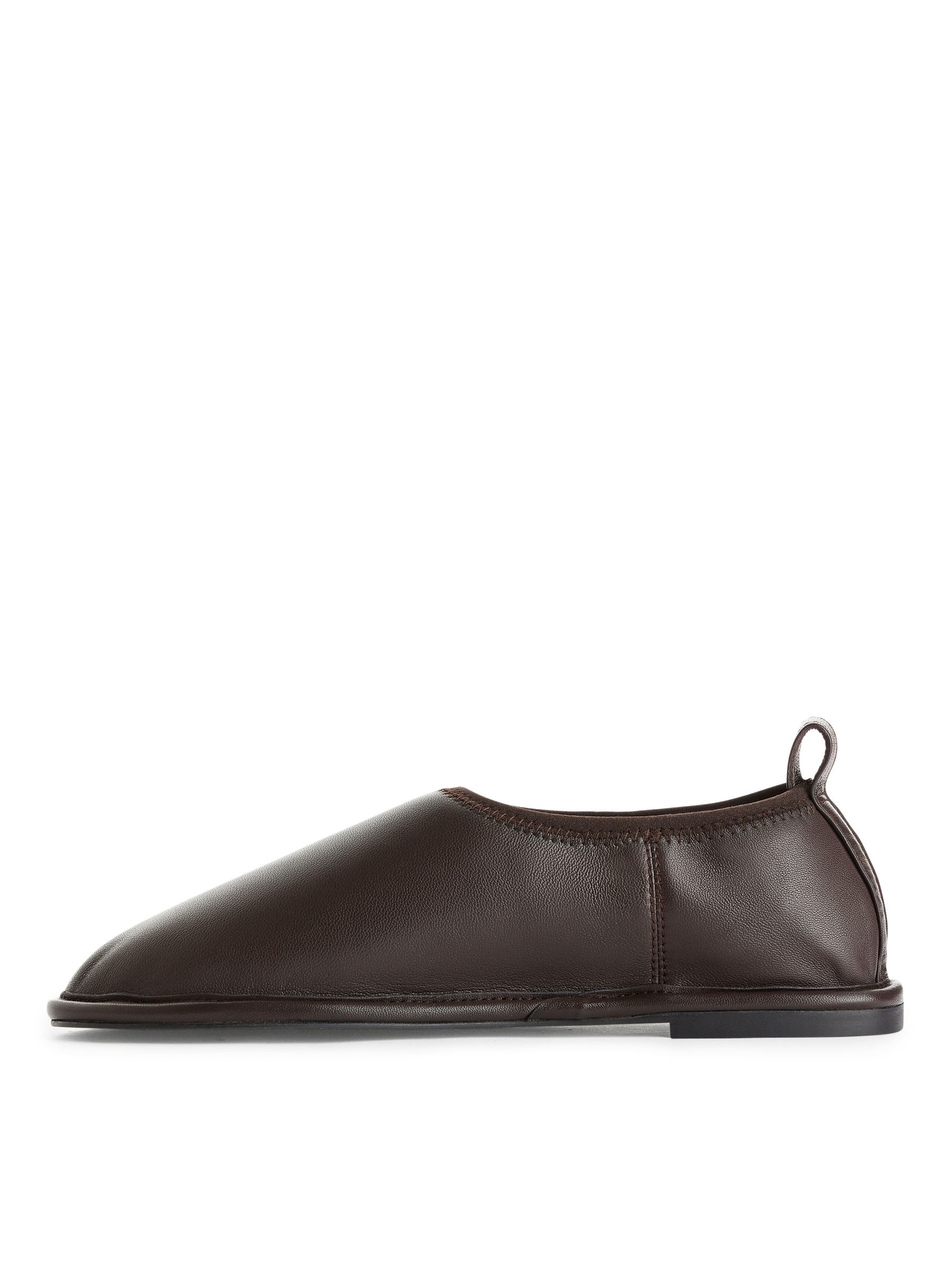 Pull-On Leather Flats - Dark Brown - Women - StillMedia/DescriptiveStillLife - 4