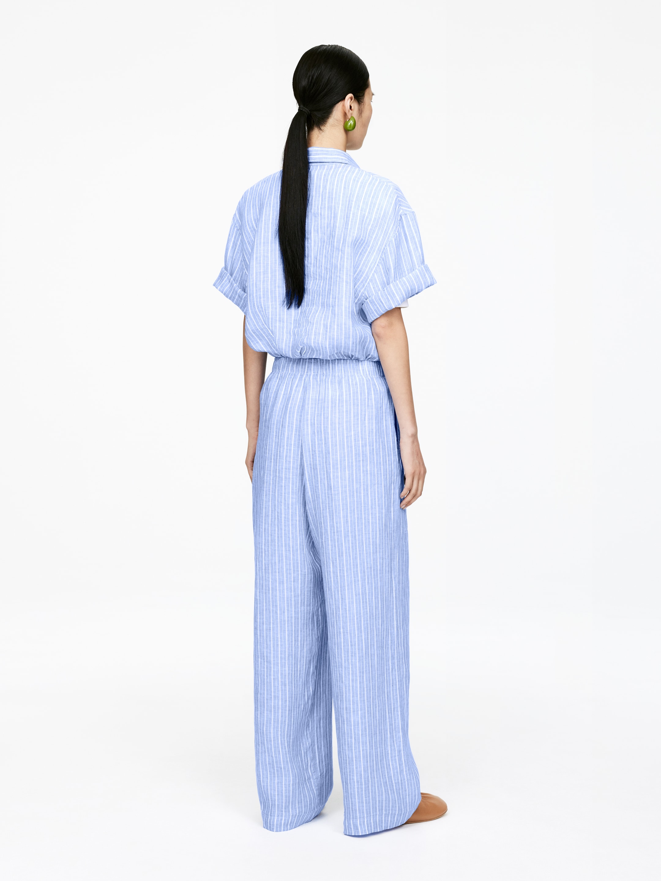 Grotere afbeelding bekijken: Linen Trousers - Blue/White - DAMES | H&M BE 2
