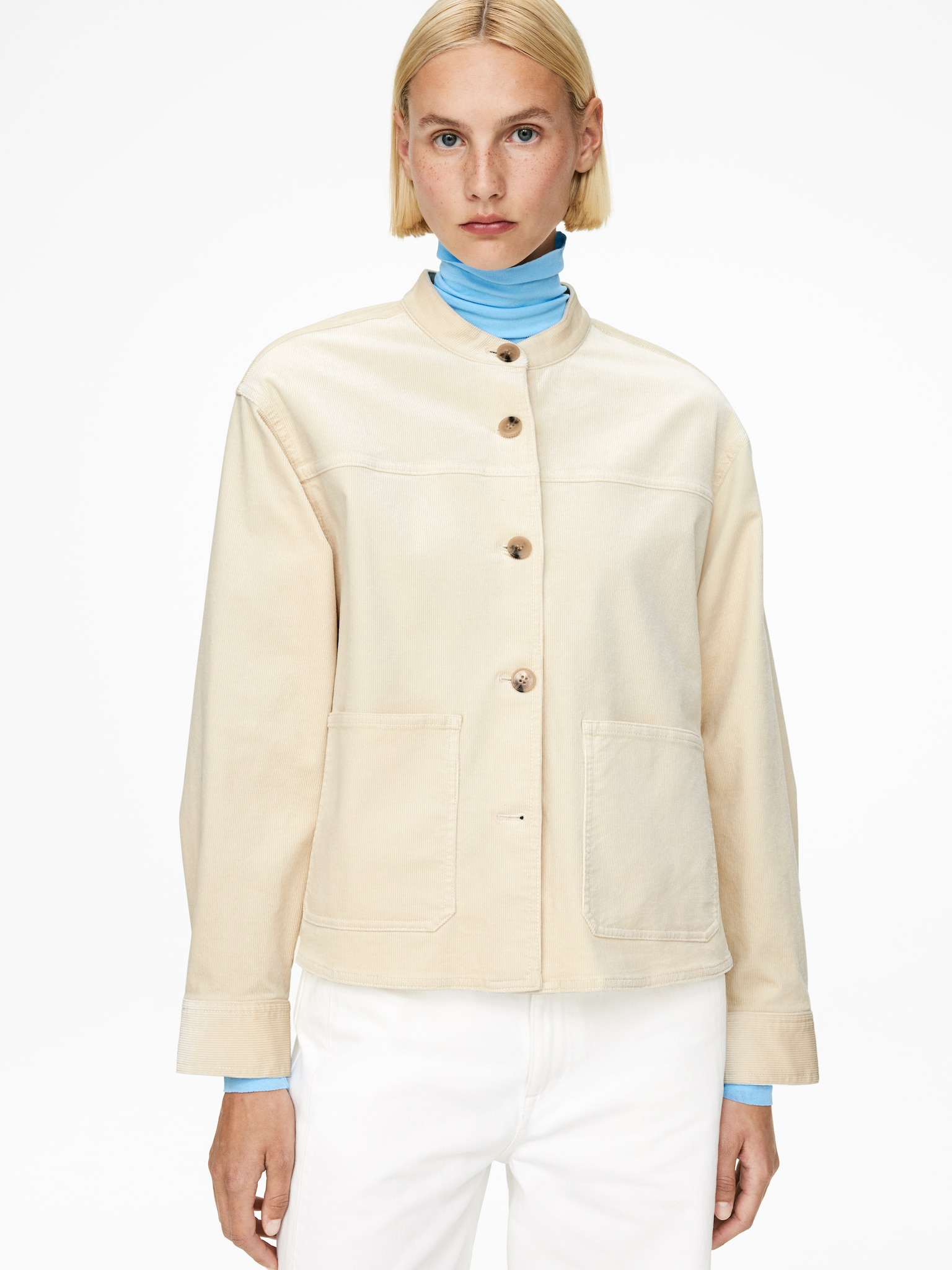 Corduroy Overshirt - Light Beige/Dark Blue - 6