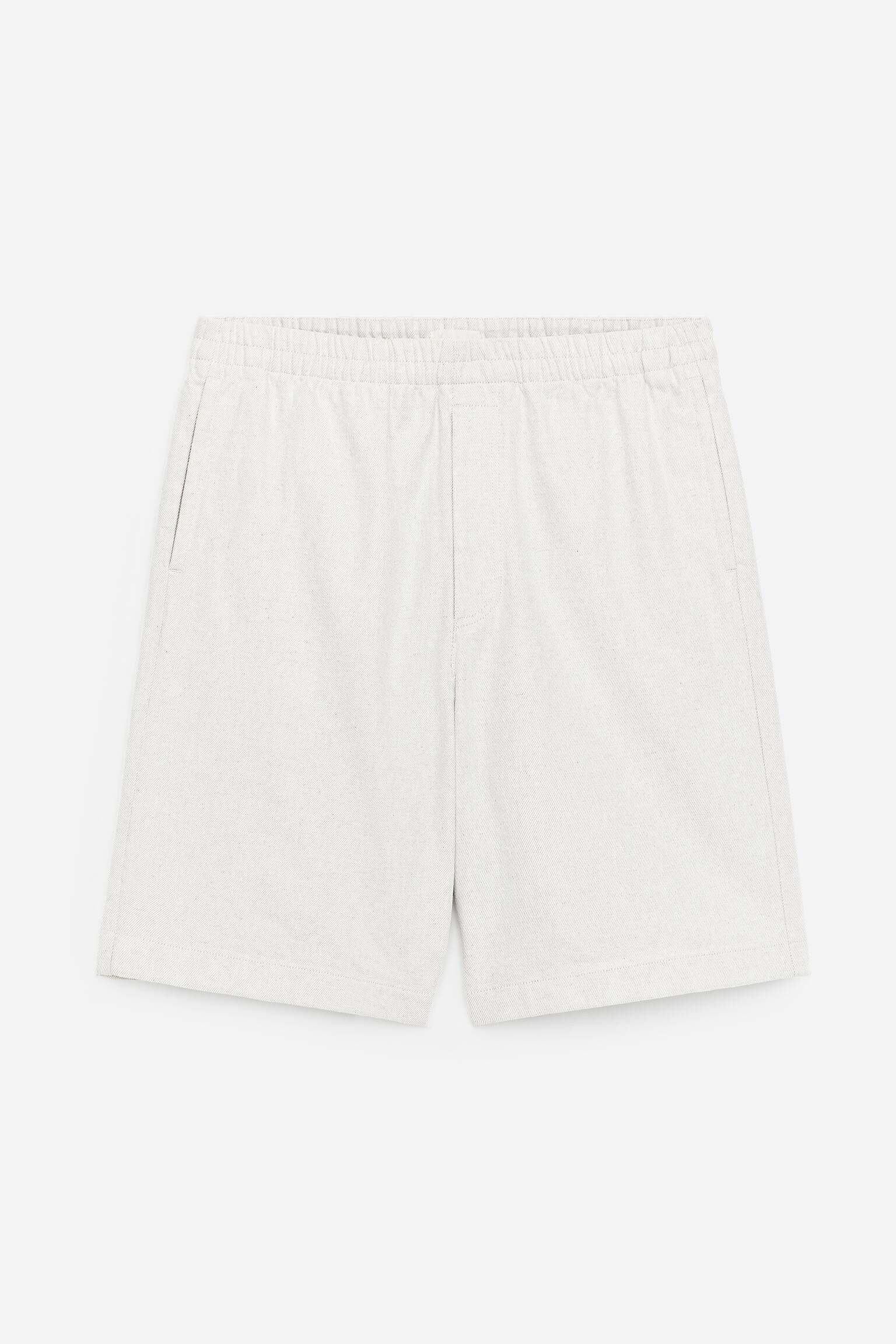 Lockere Shorts aus Baumwolle und Leinen - Cremeweiß - 2