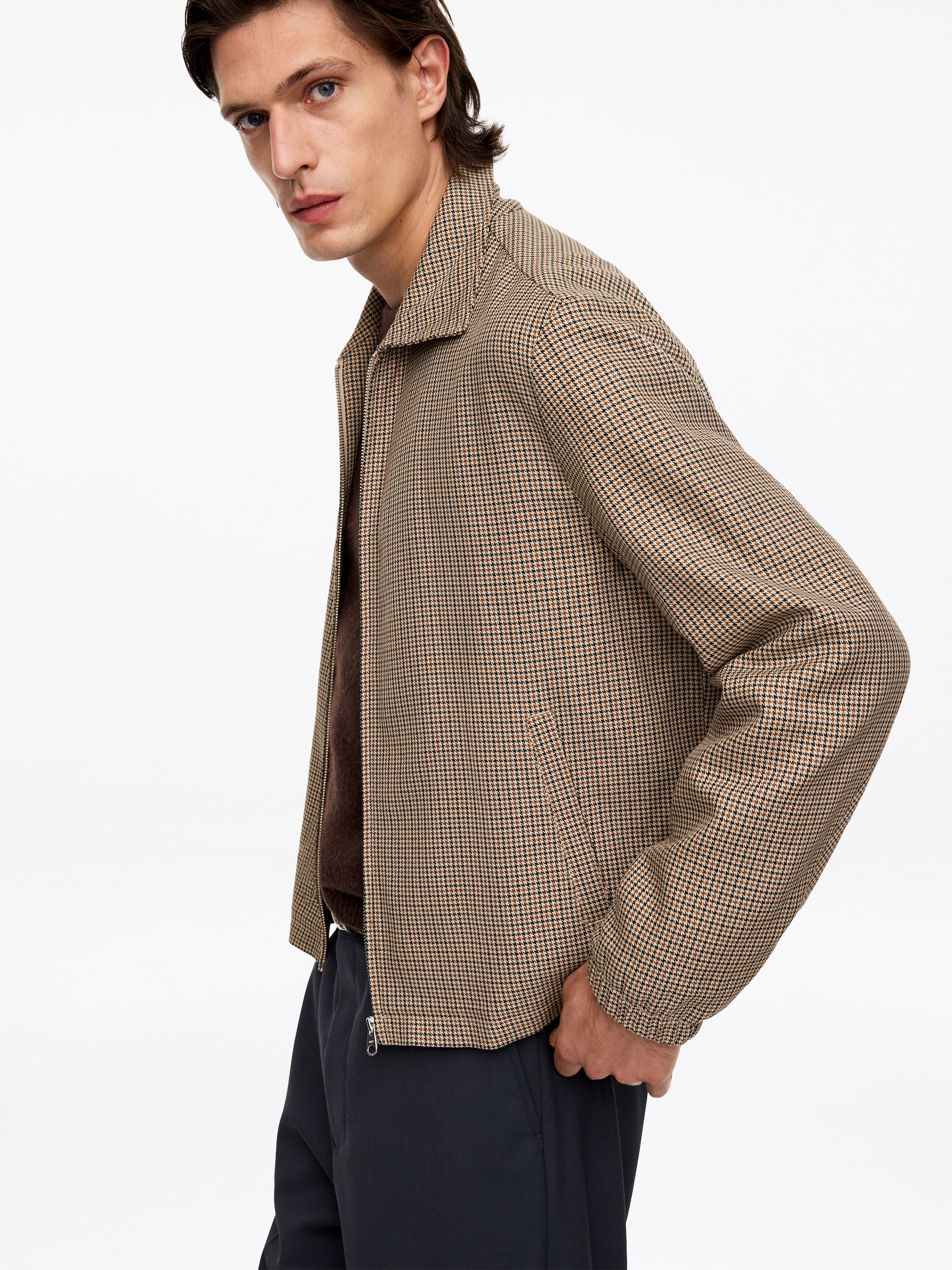 Short Cotton Jacket - Brown/Checkered - Regular fit - men - StillMedia/Lookbook - 5