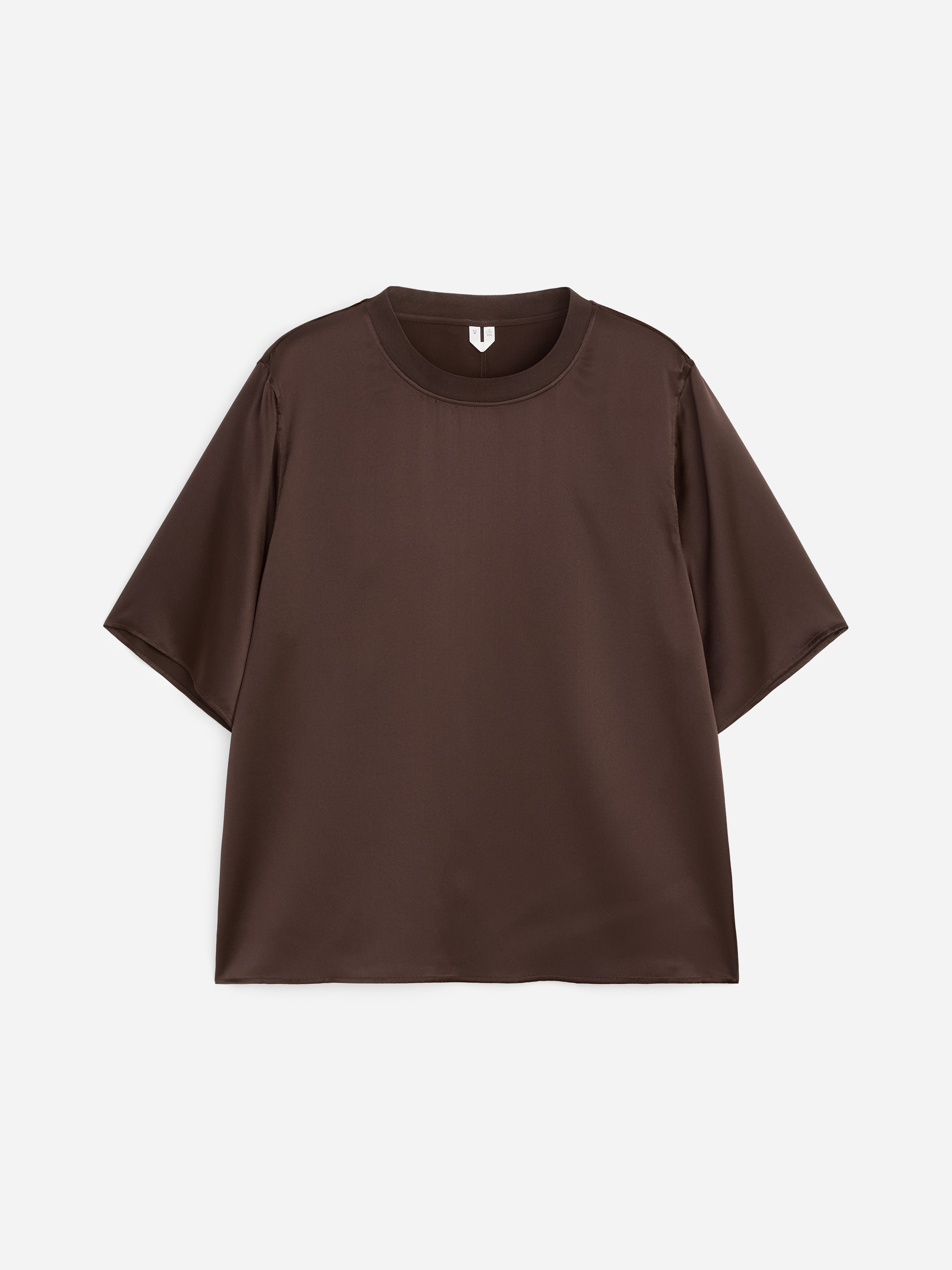 Tricou din satin de mătase - Maro