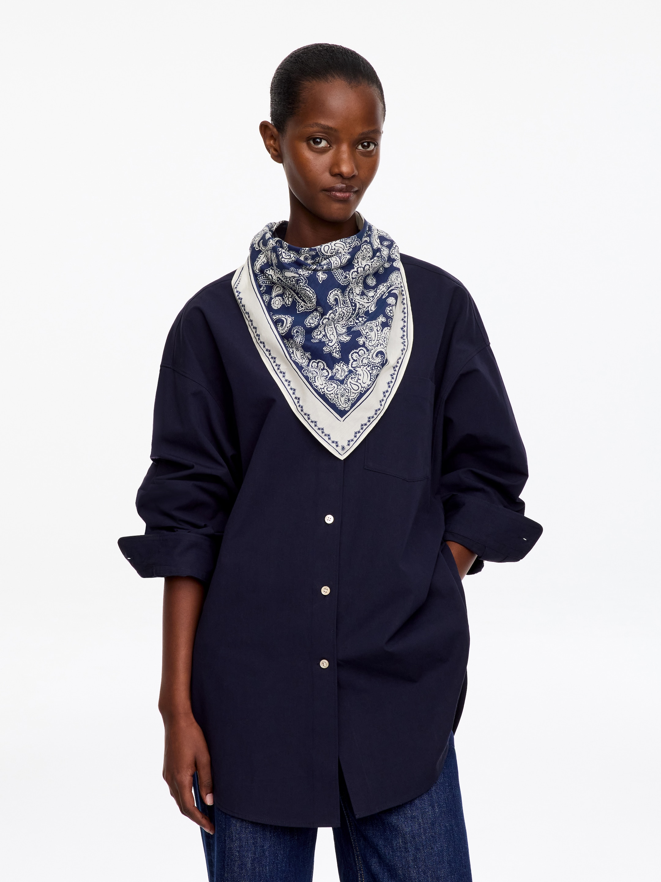 Cotton-Silk Paisley Scarf - Blue - women - StillMedia/Lookbook - 4
