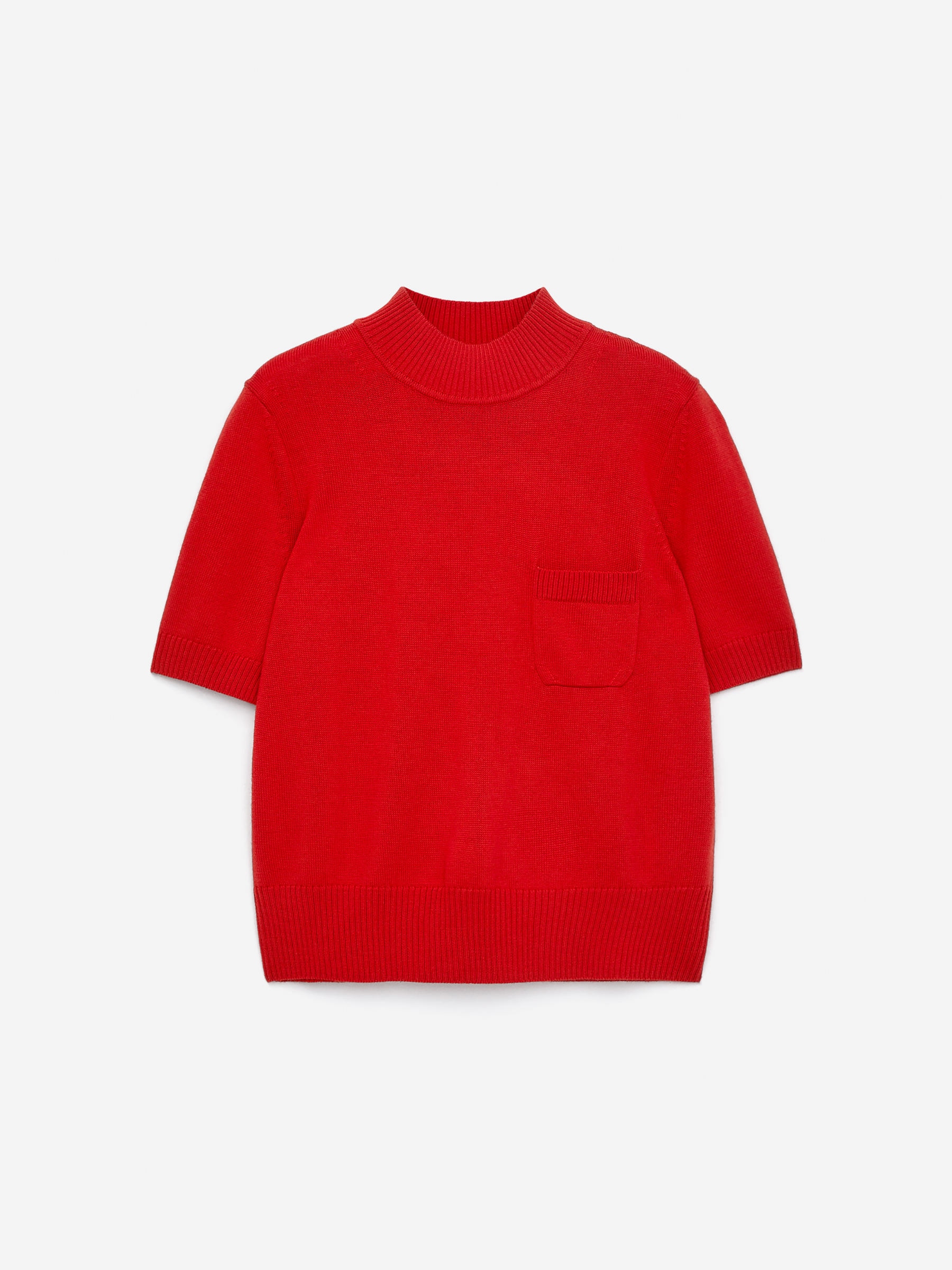 Short-Sleeve Merino Jumper-#C61B27-16493