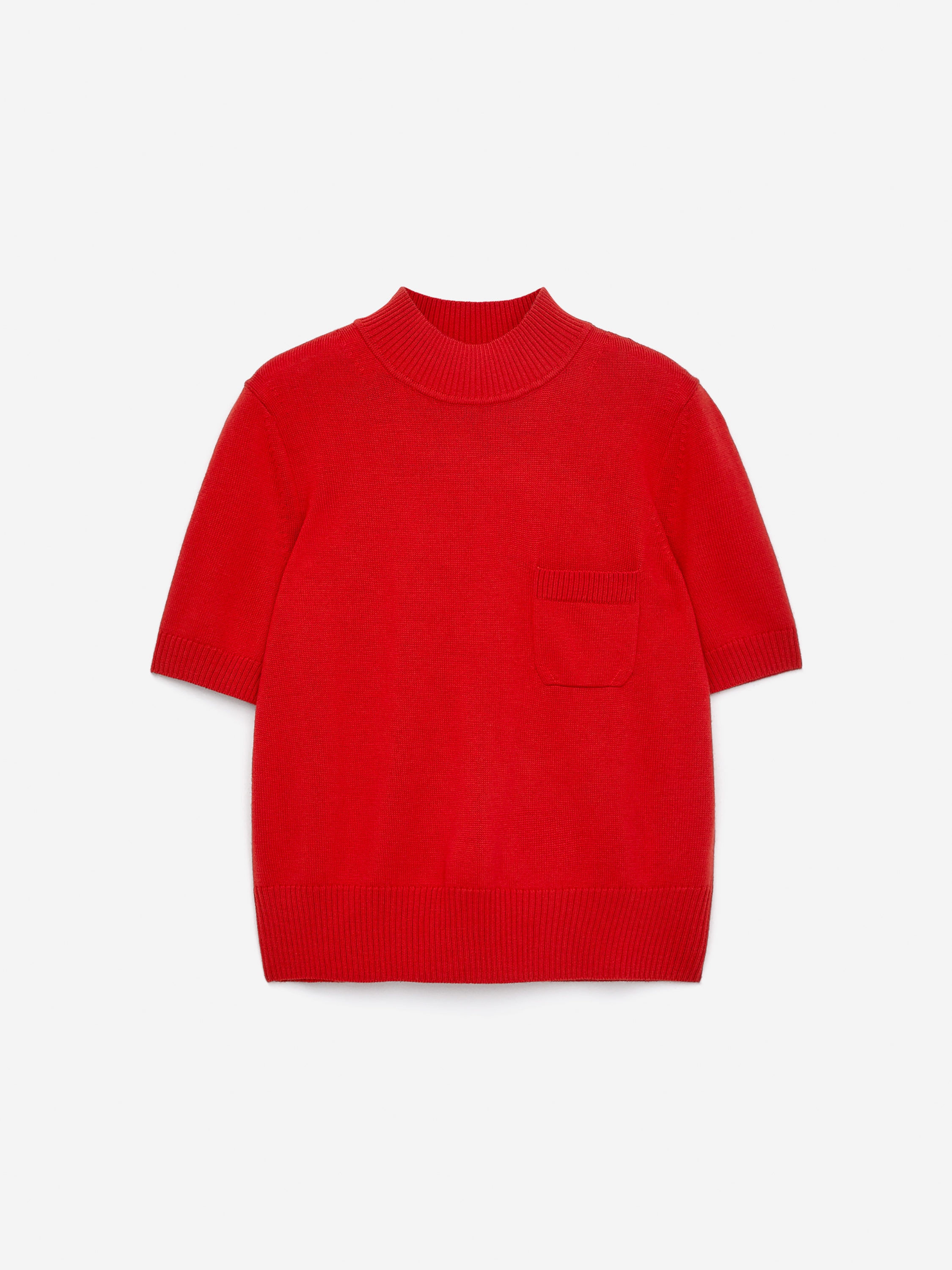 Short-Sleeve Merino Jumper-#C61B27-16493