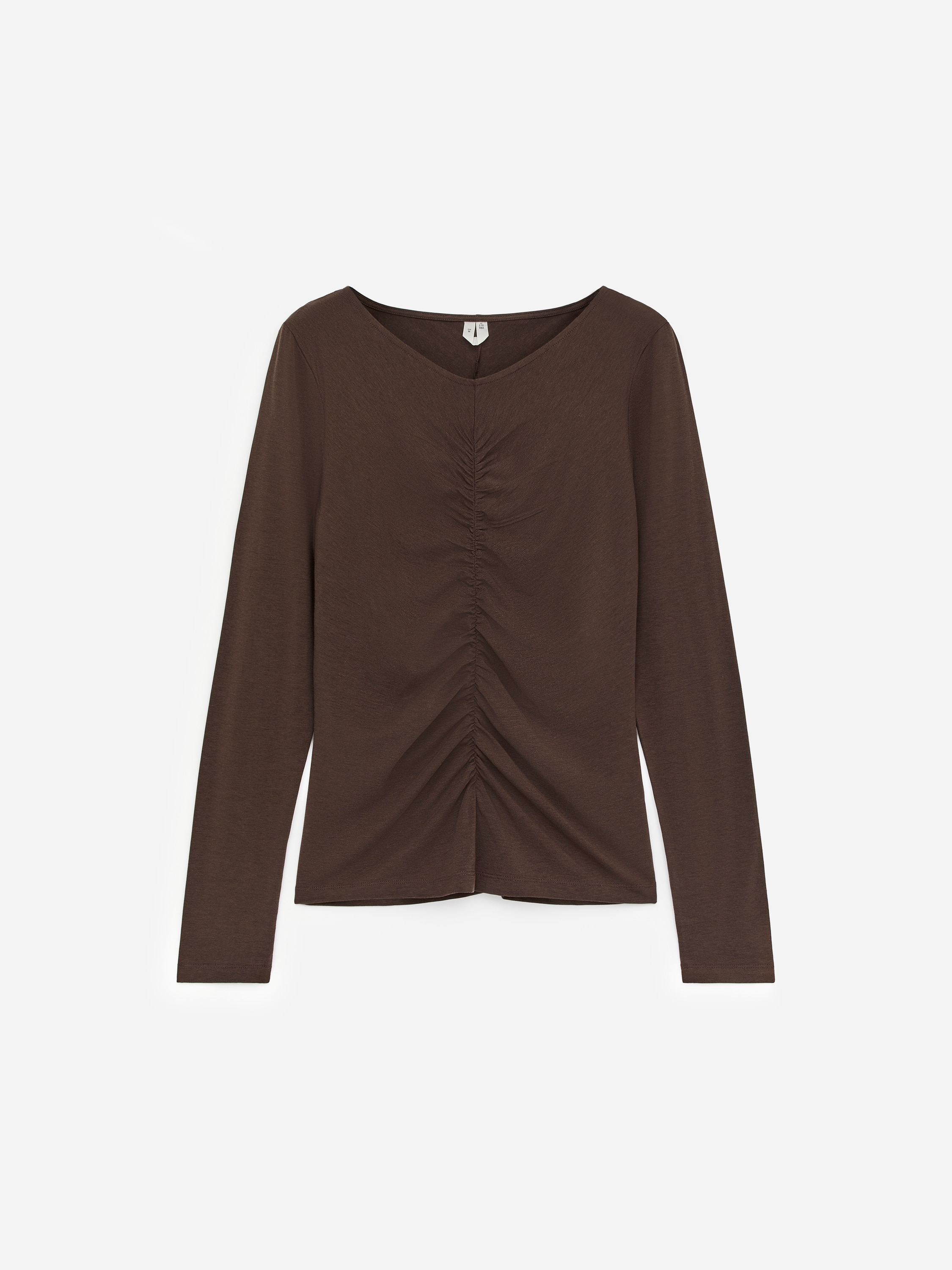 Gathered Top - Dark Brown/Dark Red