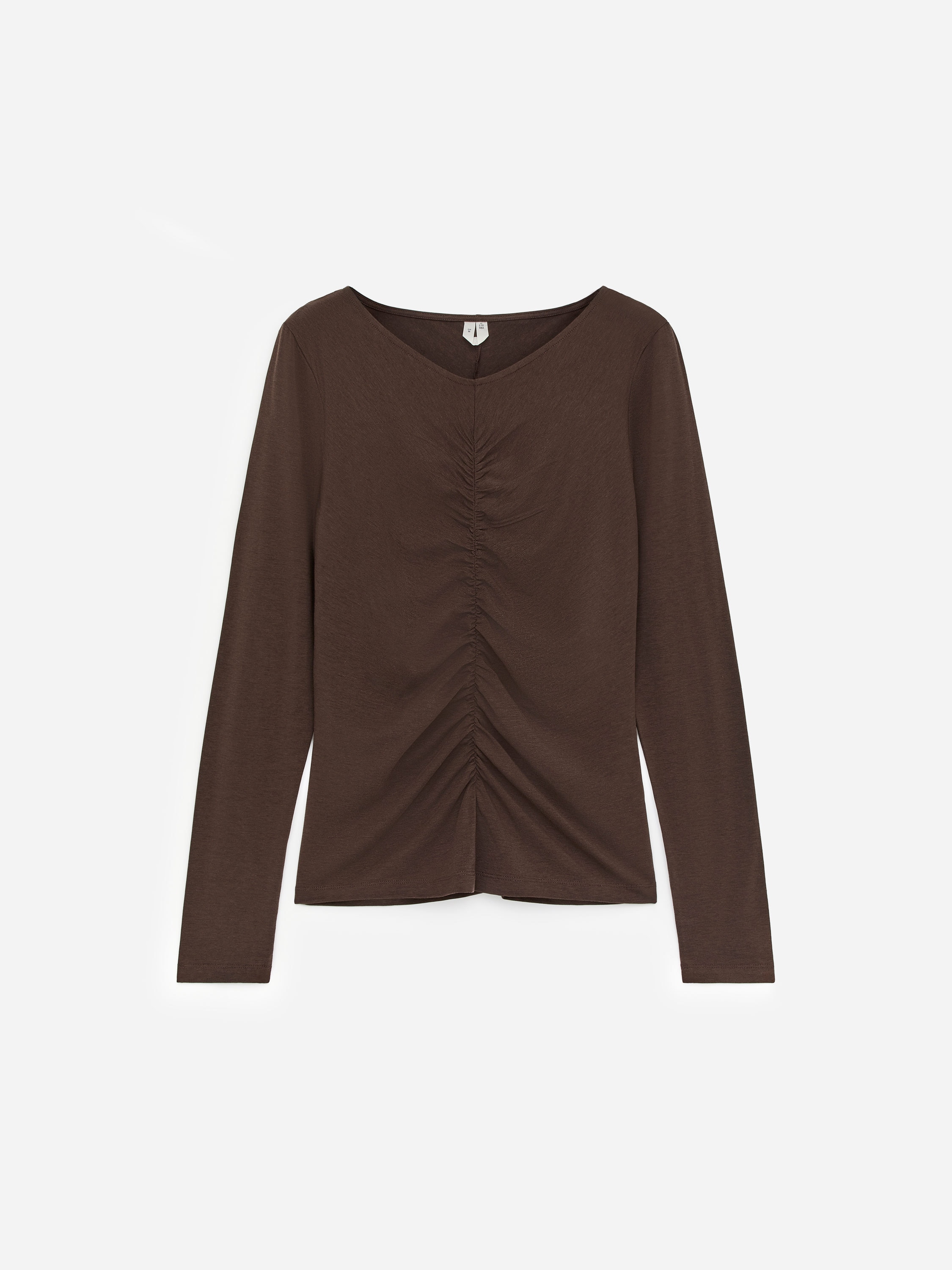 Gathered Top - Dark Brown - Slim fit - Women - StillMedia/DescriptiveStillLife - 1