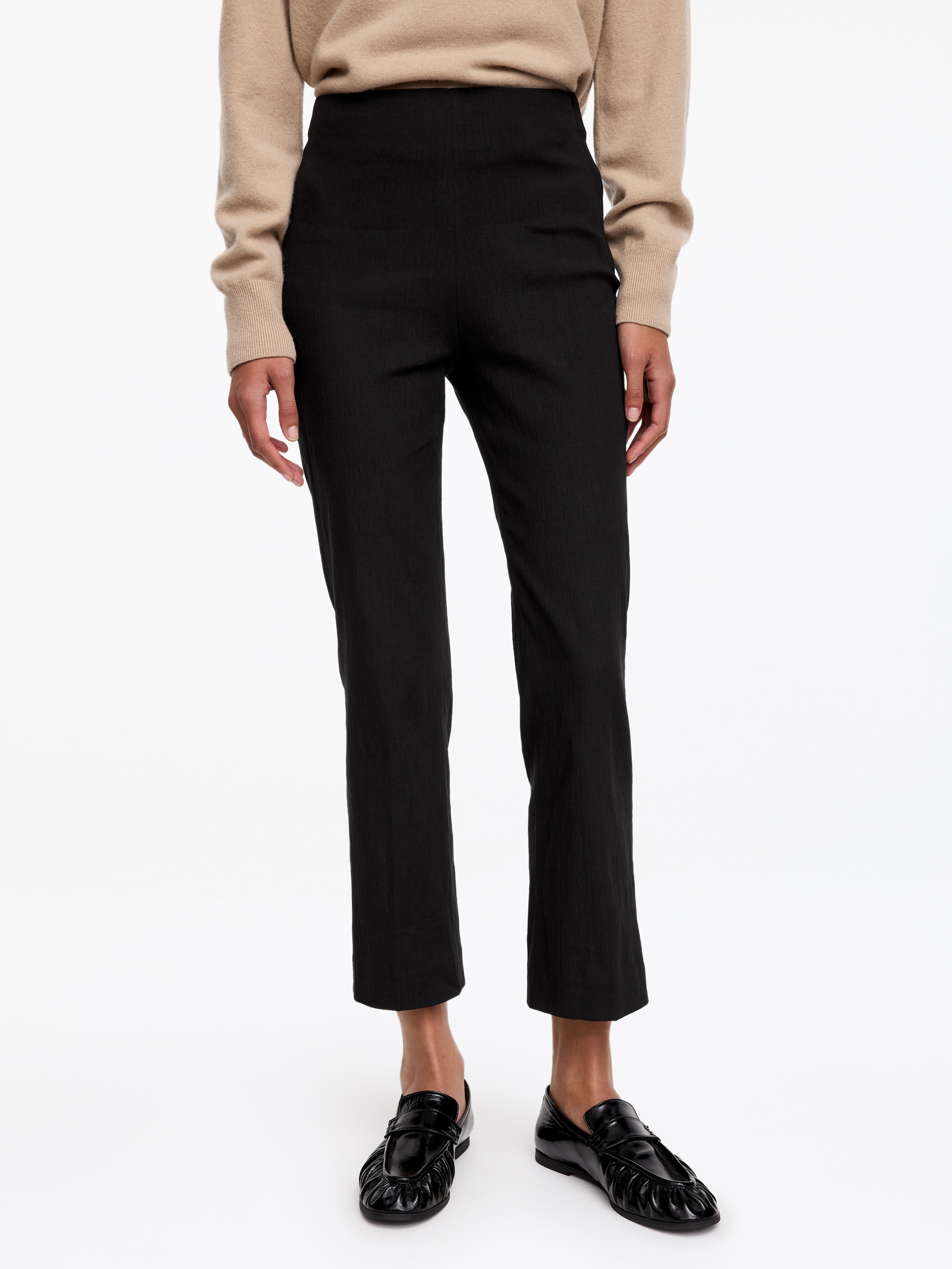 Pantalones acampanados de lino y algodón - Negro - Corte ajustado - women - StillMedia/Lookbook - 2