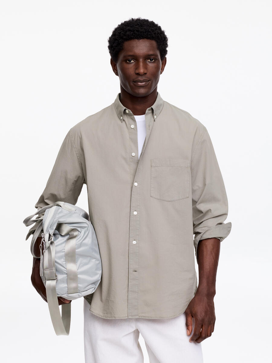 ARKET Men's  Relaxed Poplin Shirt Grey,  size 54