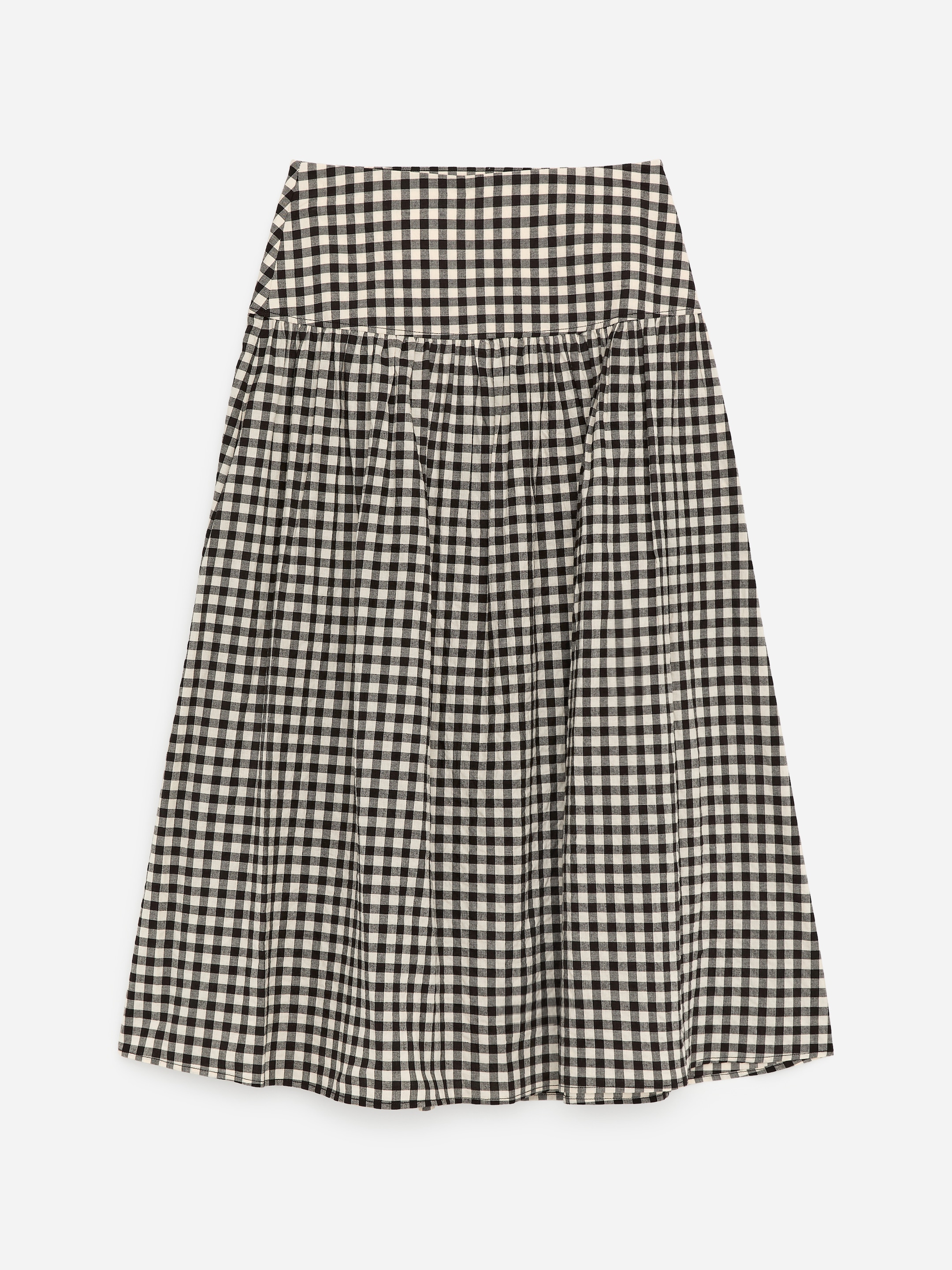 Seersucker Skirt-Black-19016