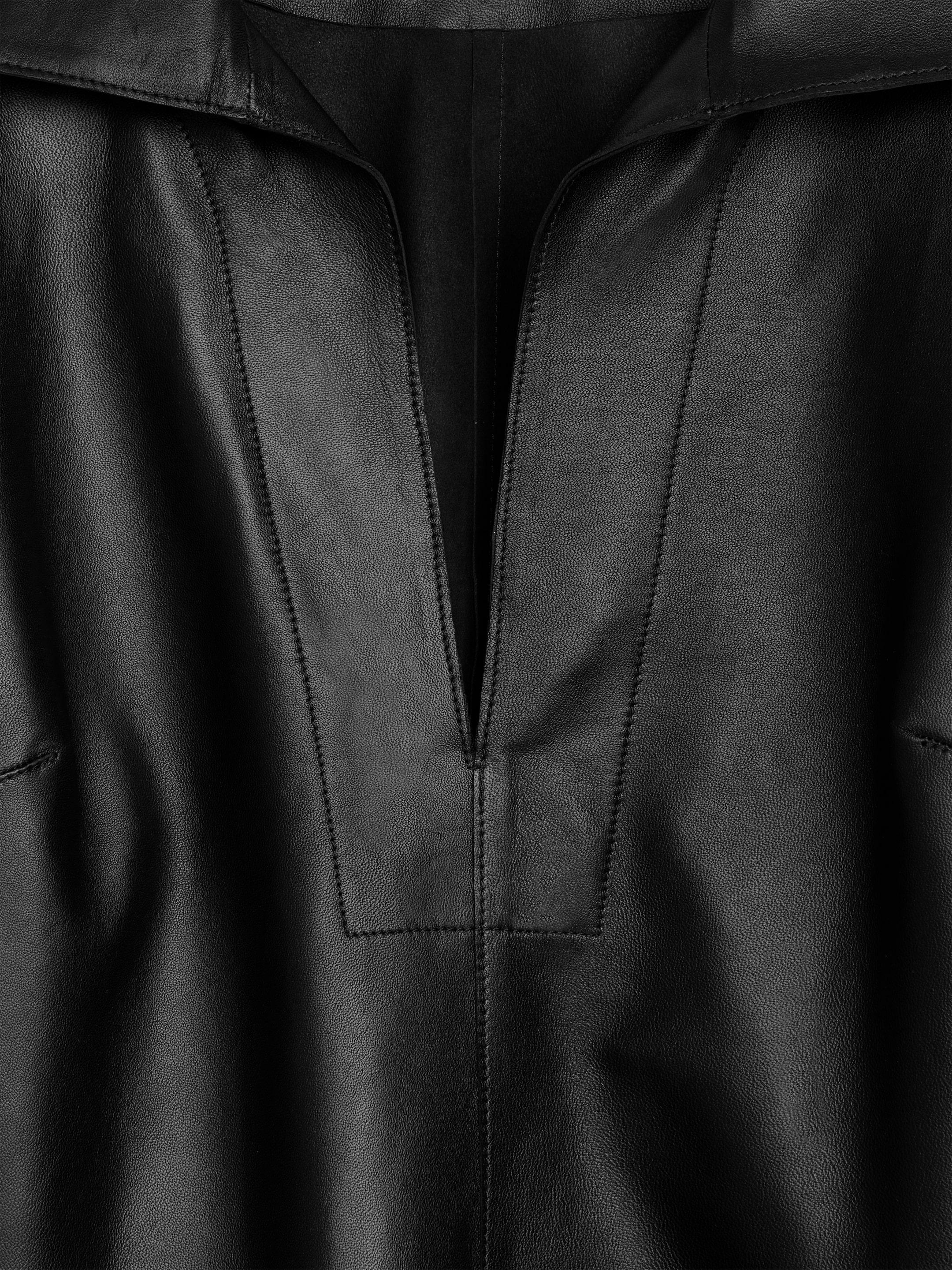 Robe en cuir à col ouvert - Noir - Regular fit - Femme - StillMedia/DescriptiveDetail - 1