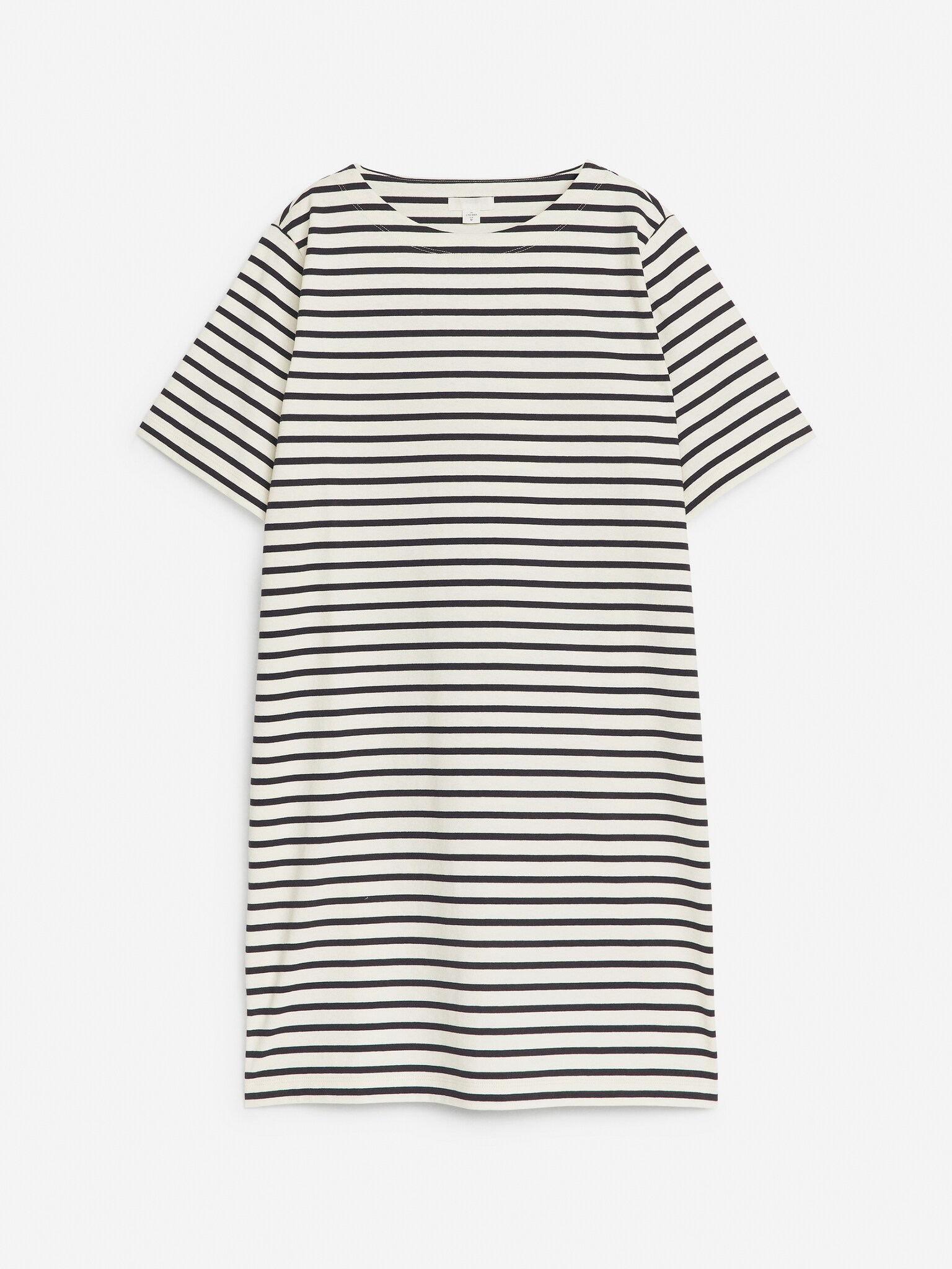 Short-Sleeve Cotton Dress - Blue/White