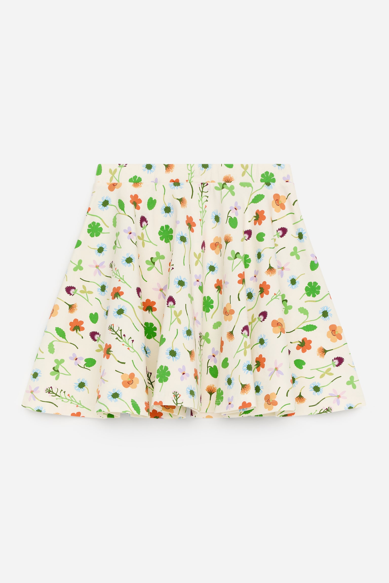 Mintás A-vonalú Szoknya - Törtfehér/Virágos - 3