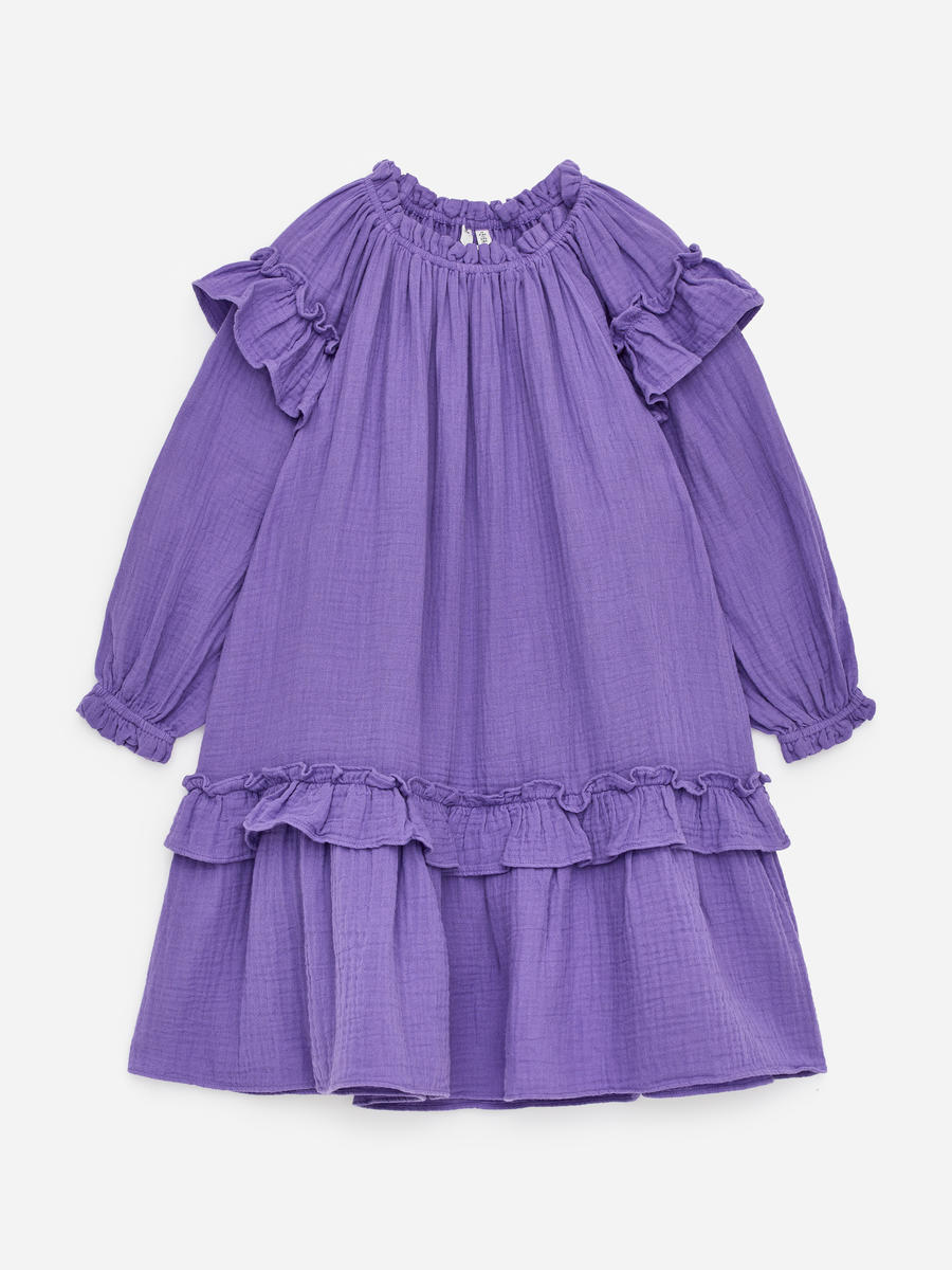 ARKET Girls  Cotton Muslin Dress Purple,  size 92