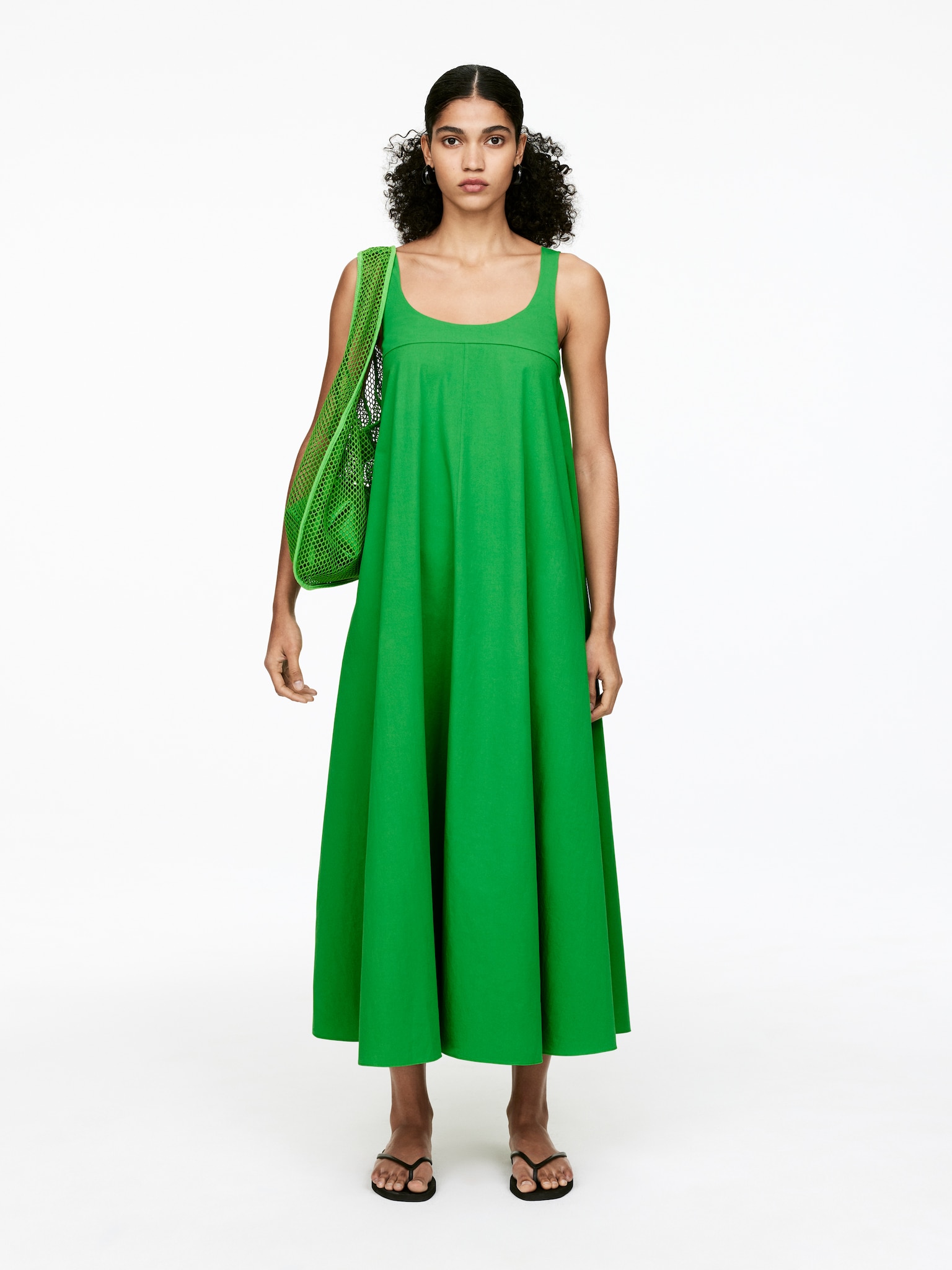 Robe longue en coton - Vert/Bleu ciel