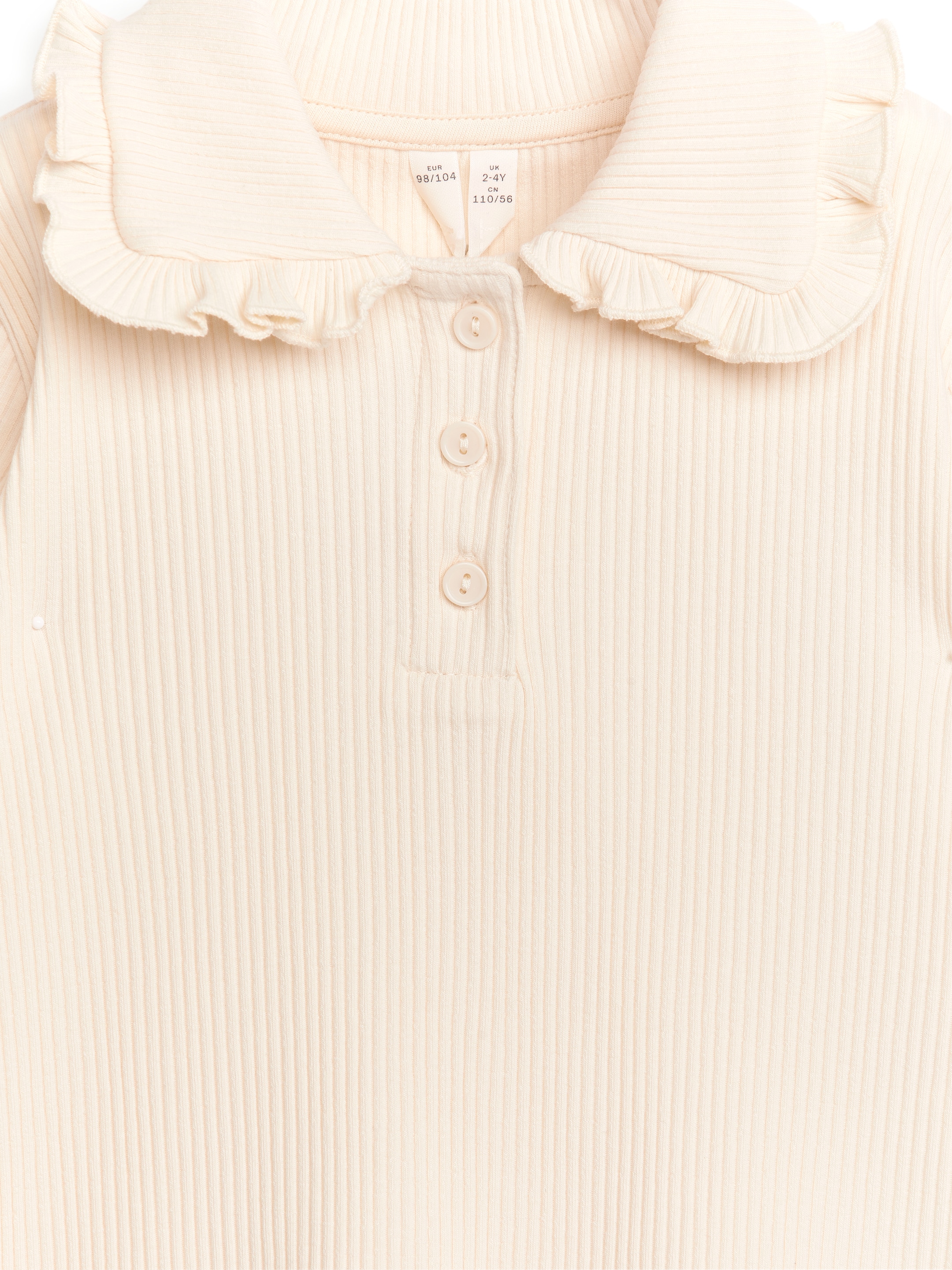 Ribbad trikåtopp med volangkrage - Beige - Slim fit - Children - StillMedia/DescriptiveDetail - 3