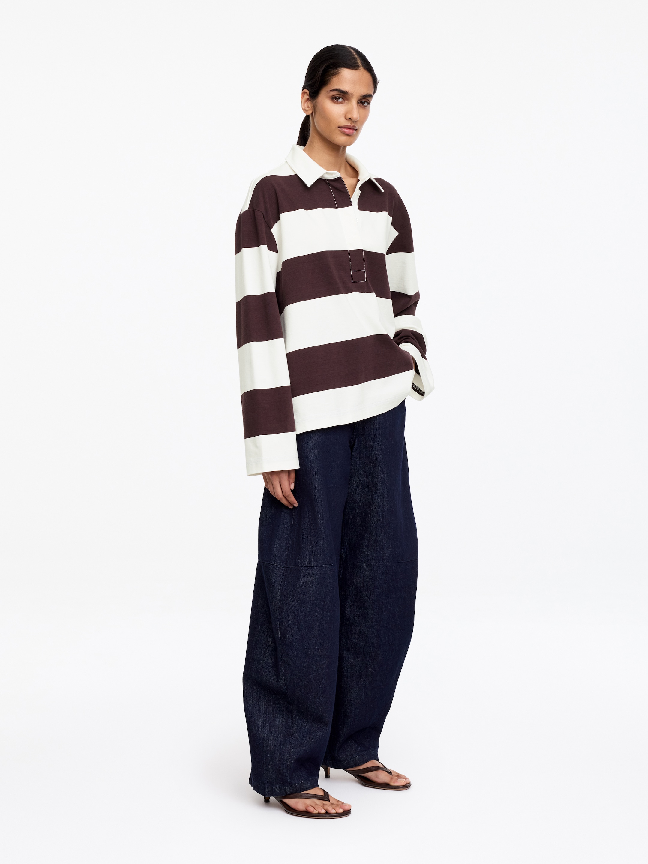 Polo shirt i bomull - Brun/vit - Regular fit - Women - StillMedia/Lookbook - 4