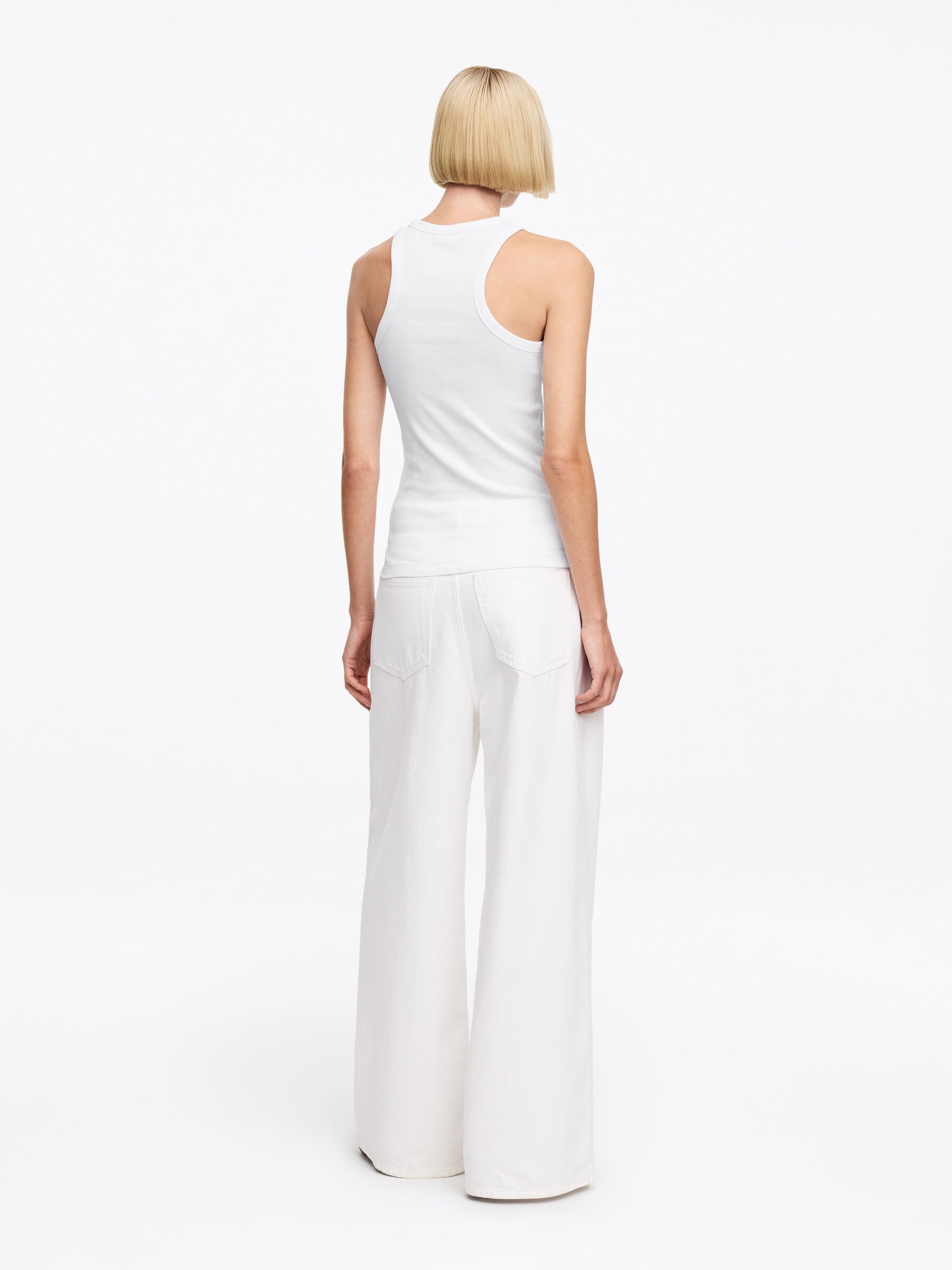 Motocyklowa koszulka bez rękawów w prążki - Biały - Fason normalny - Women - StillMedia/Lookbook - 42